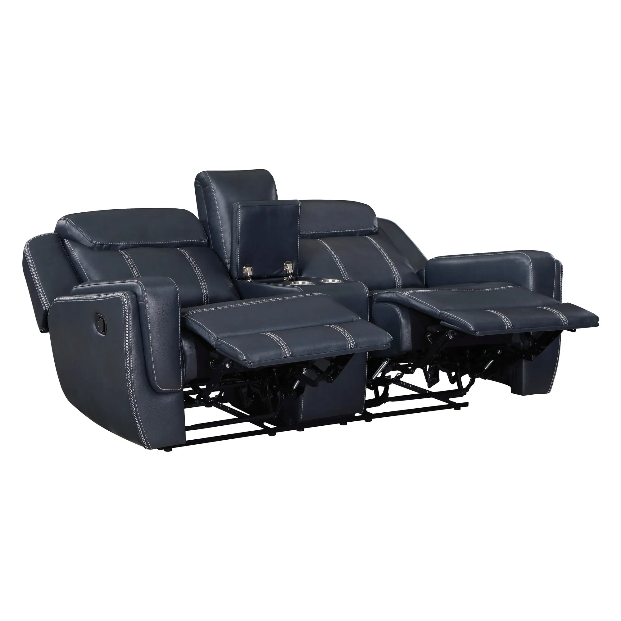 Dual Reclining Loveseat with Center Console, Modern Blue