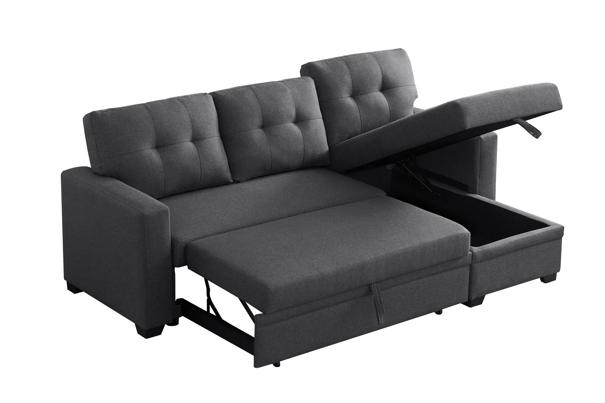 Convertible Upholstered Sectional Sofa with Pull-out Chaise