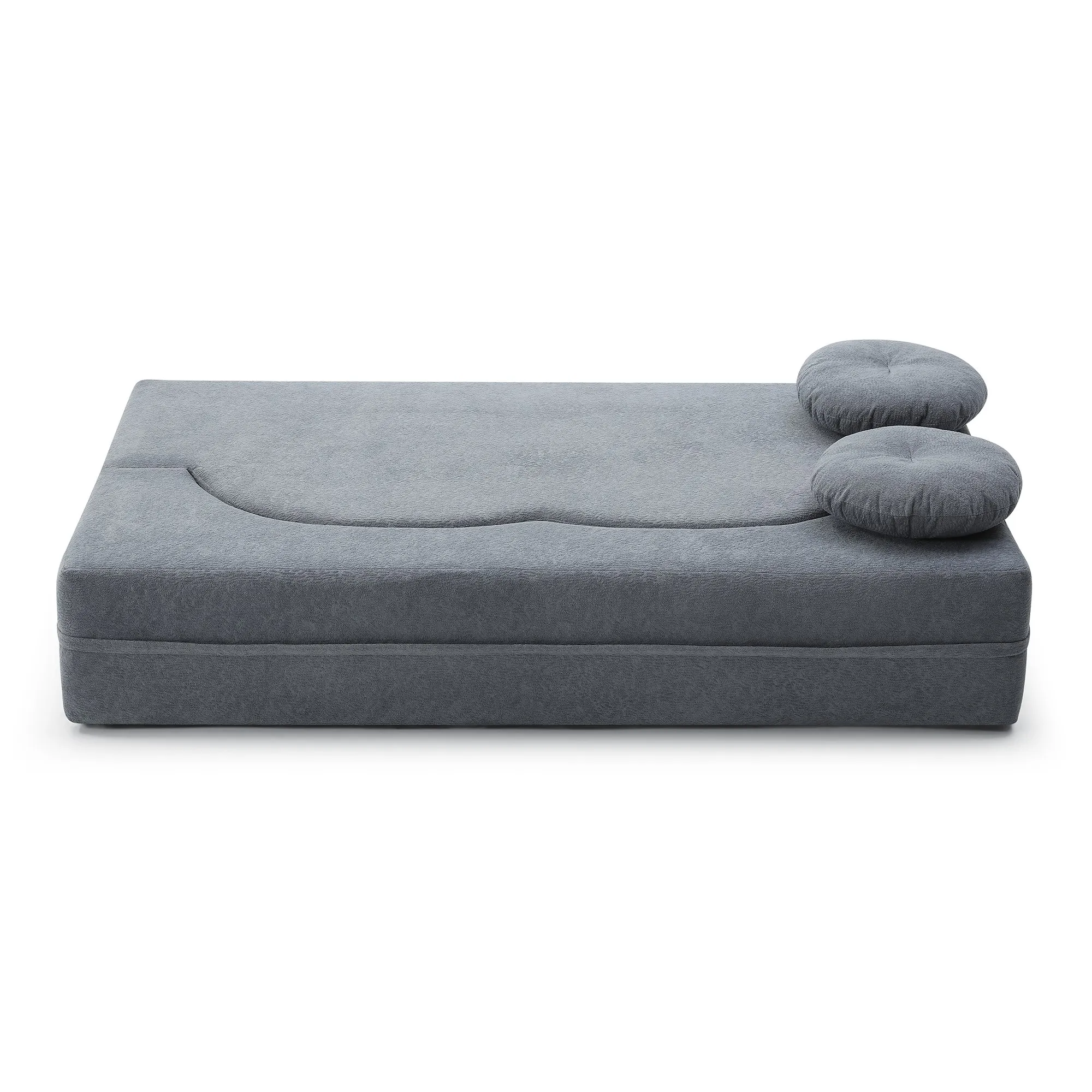 2-in-1 Cotton Linen Folding Sofa Bed with Pillow, Twin Sleeper