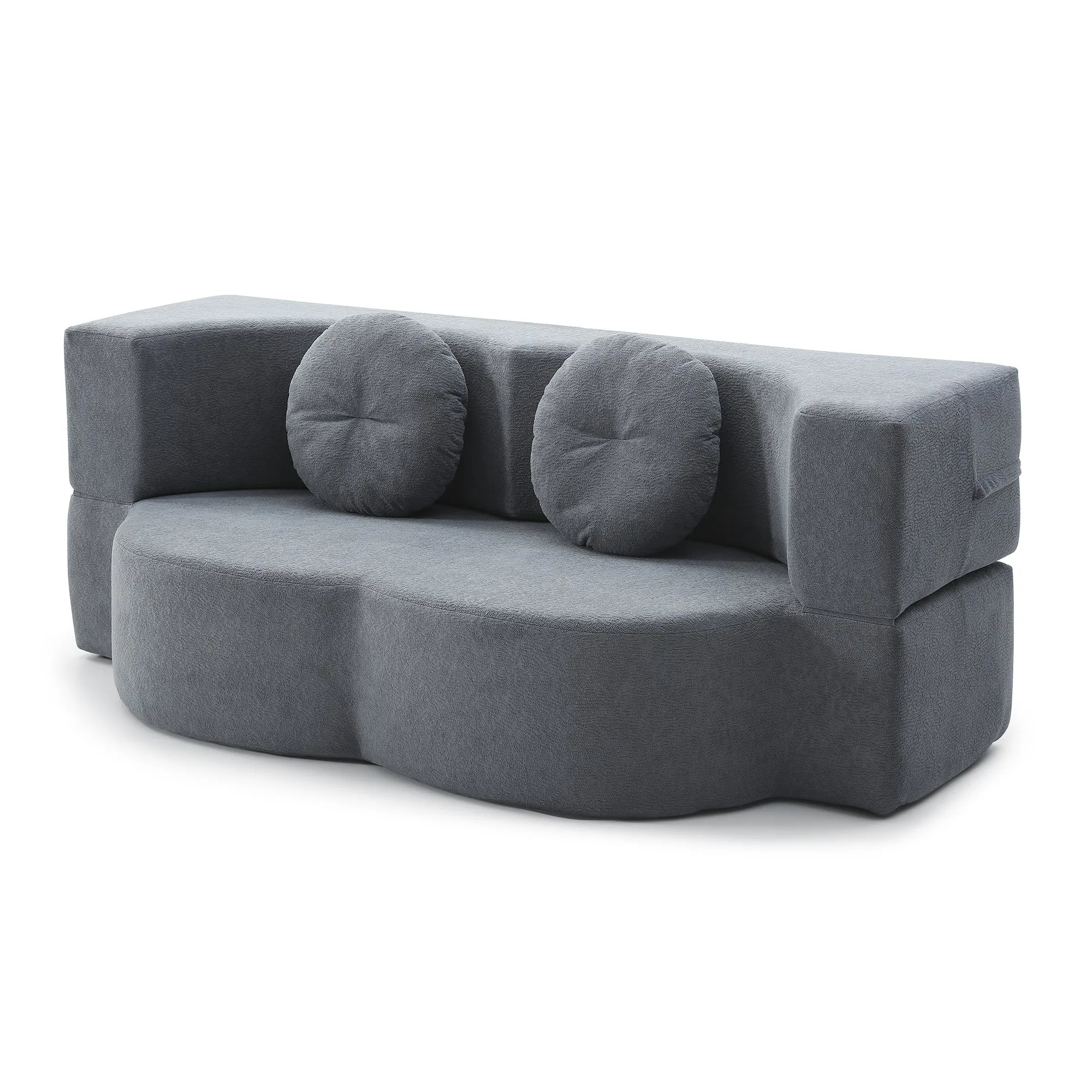 2-in-1 Cotton Linen Folding Sofa Bed with Pillow, Twin Sleeper