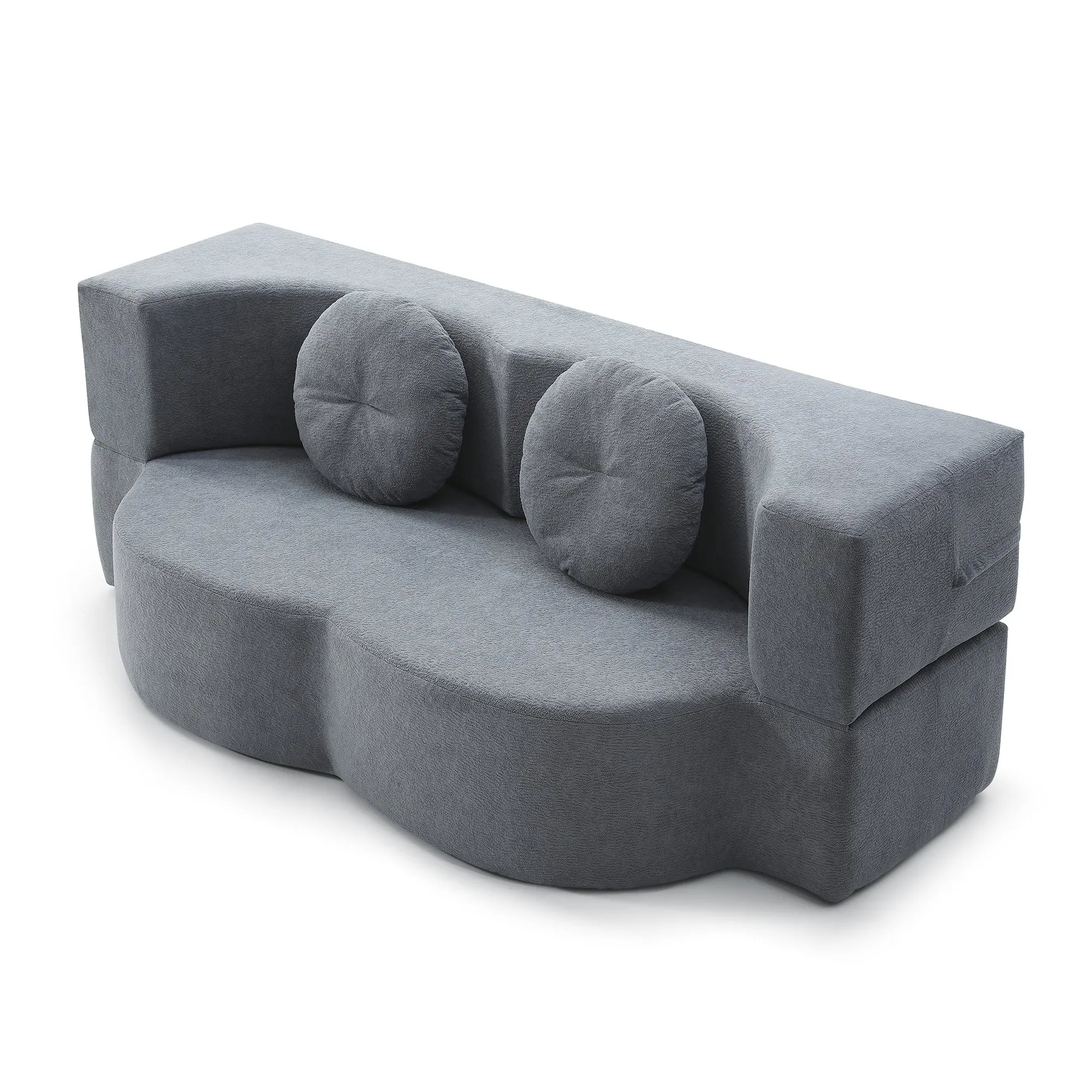 2-in-1 Cotton Linen Folding Sofa Bed with Pillow, Twin Sleeper