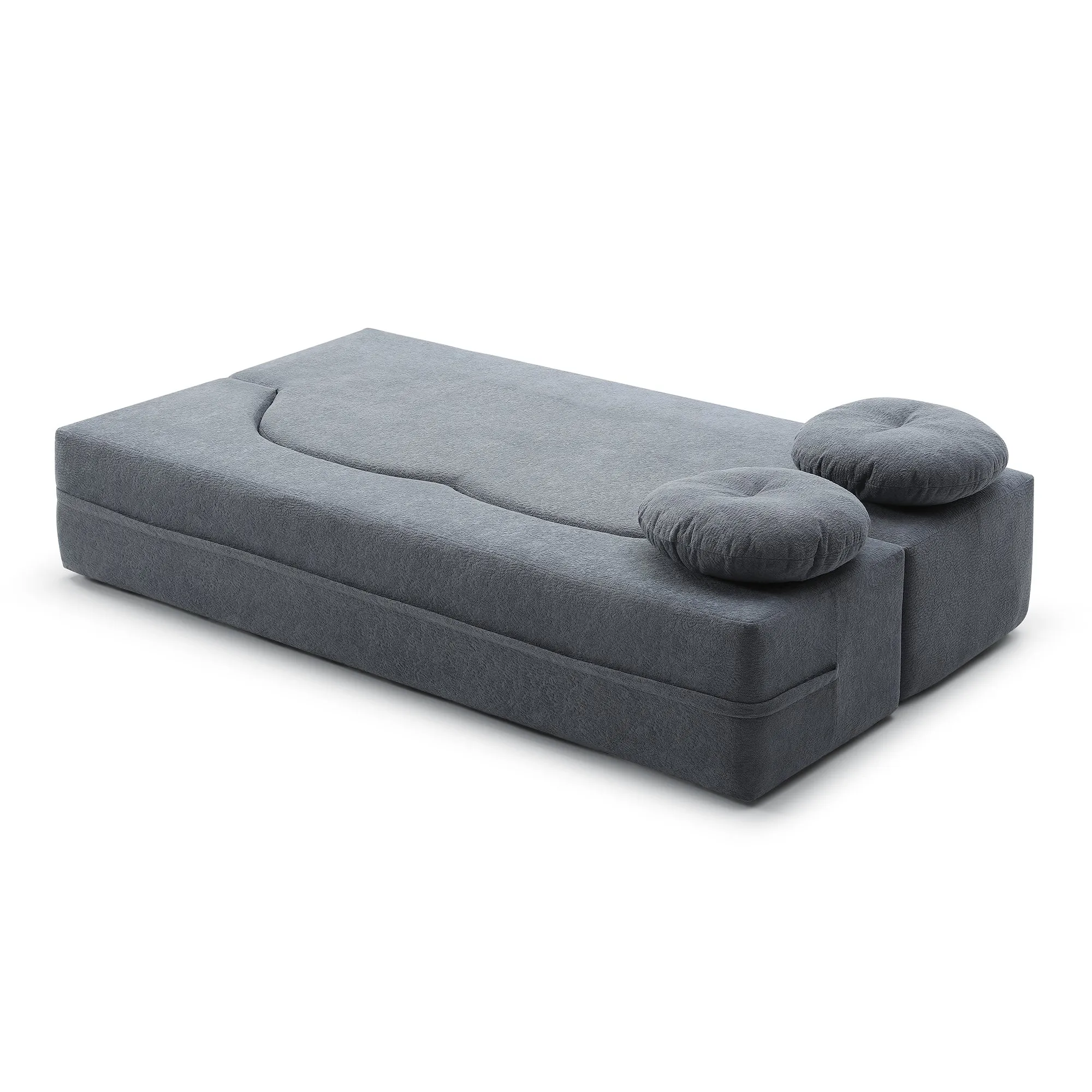 2-in-1 Cotton Linen Folding Sofa Bed with Pillow, Twin Sleeper