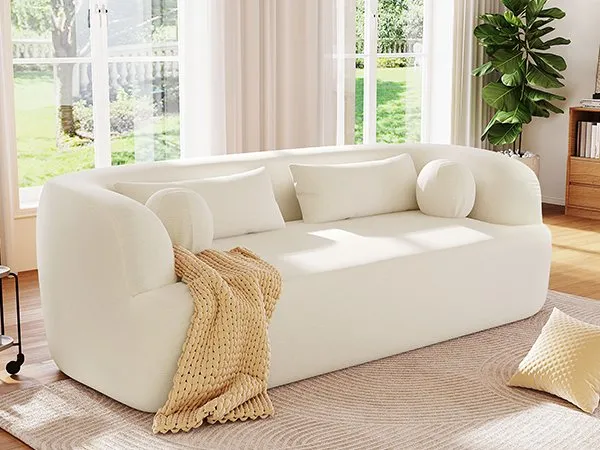 86-Inch Chenille Boneless Couch, Upholstered Sofa with Pillows