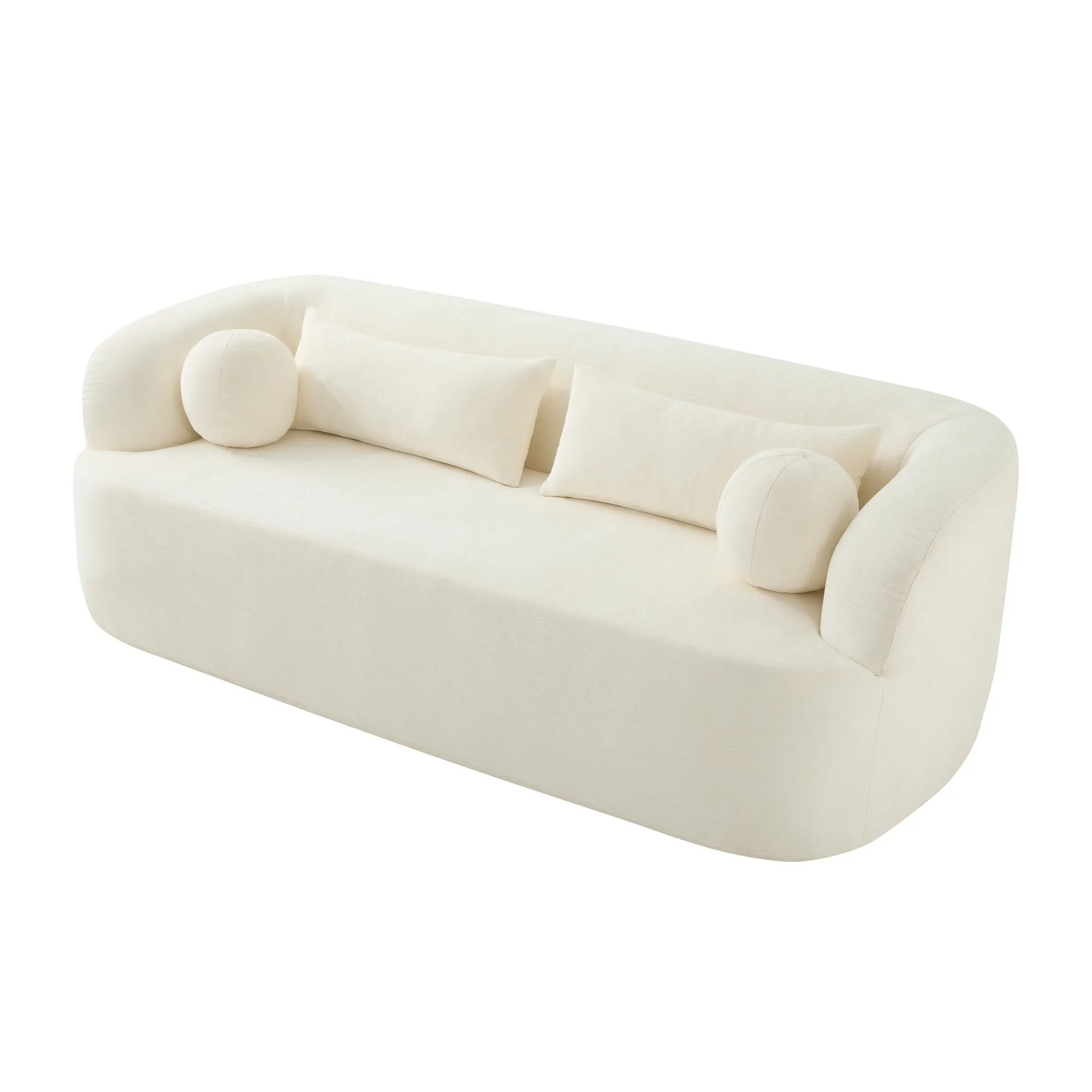 86-Inch Chenille Boneless Couch, Upholstered Sofa with Pillows