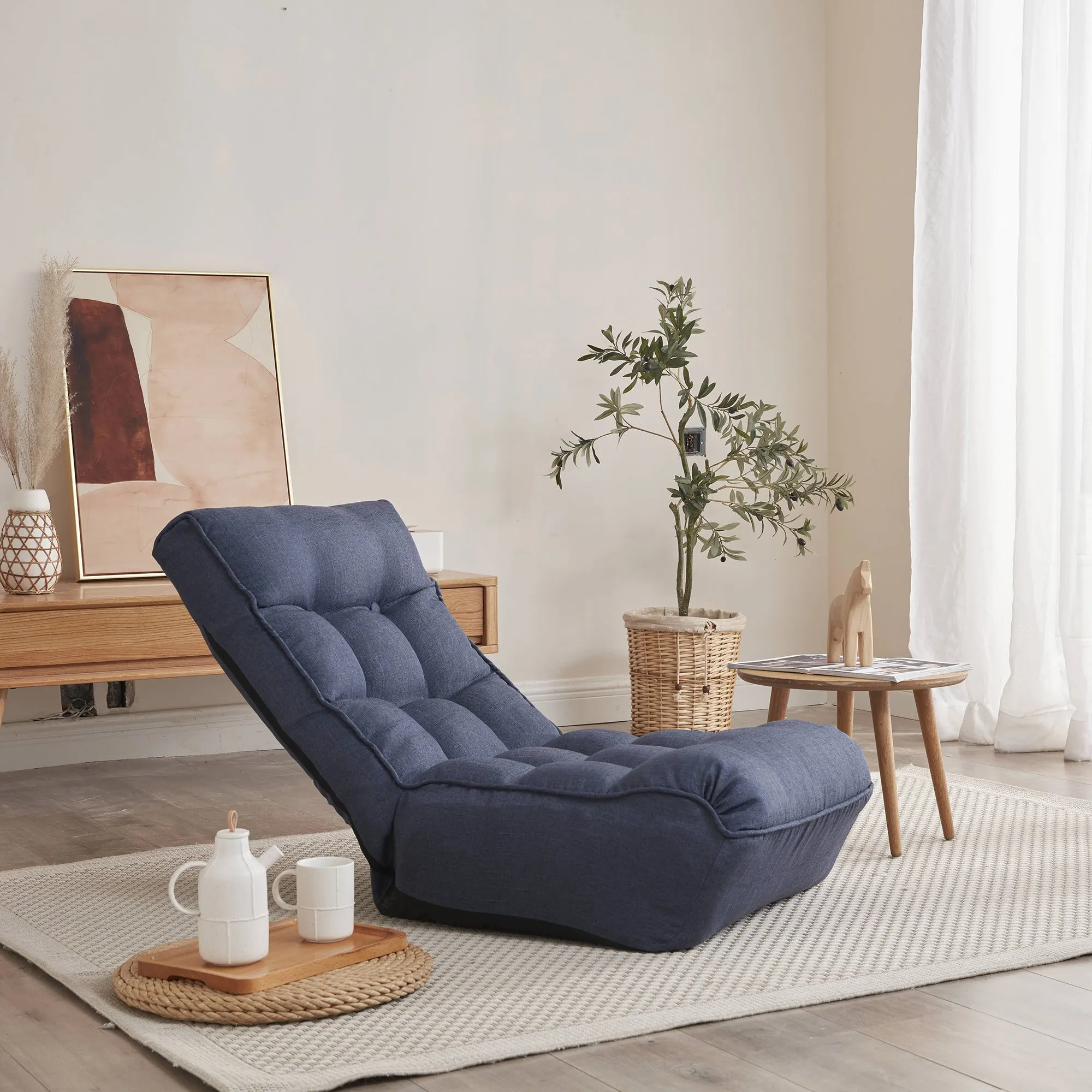 Single sofa reclining chair Japanese chair lazy sofa tatami balcony reclining chair leisure sofa adjustable chair