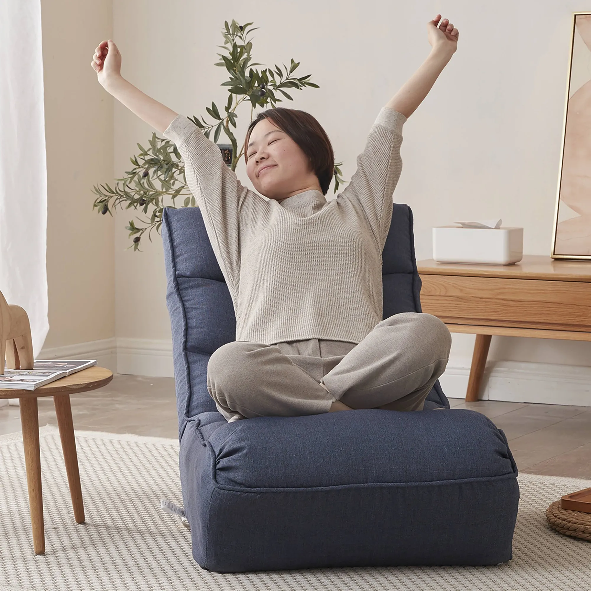 Single sofa reclining chair Japanese chair lazy sofa tatami balcony reclining chair leisure sofa adjustable chair
