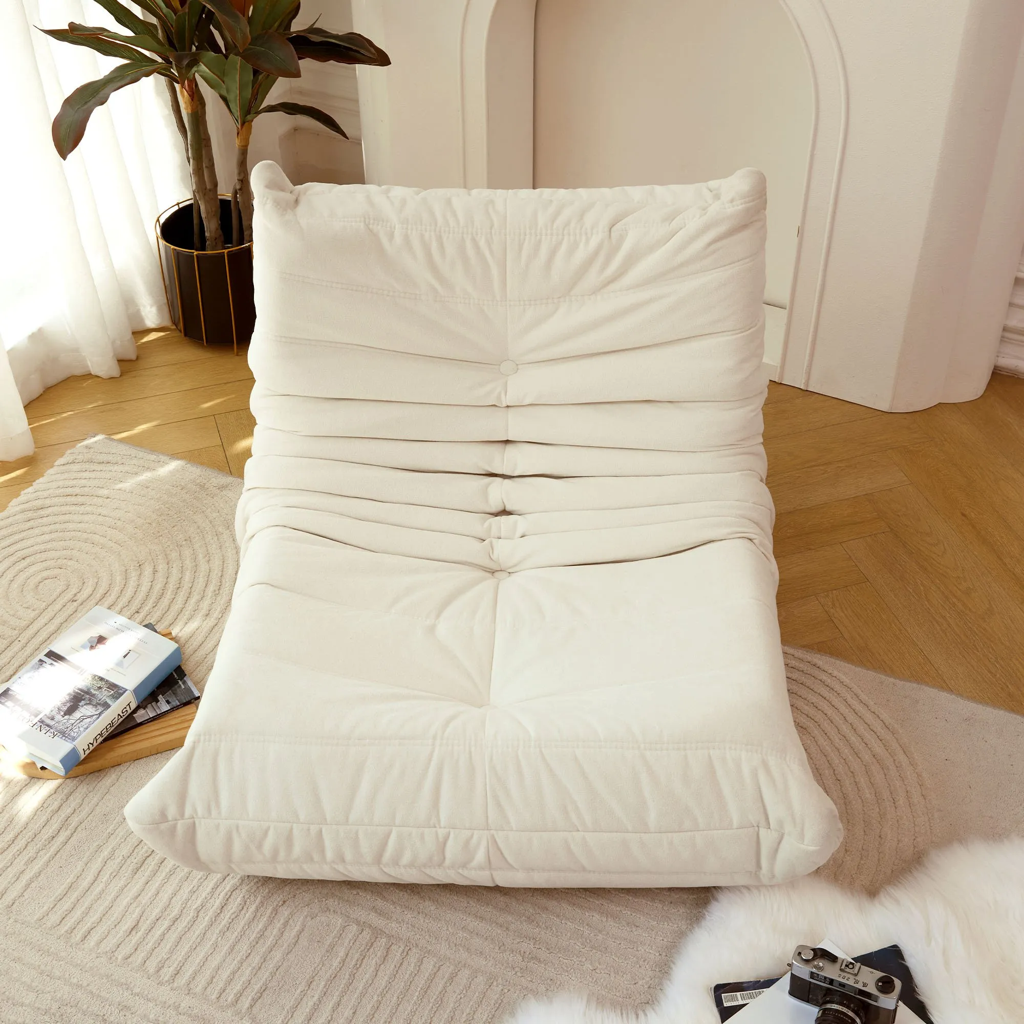 No-Assembly Bean Bag Chair for Adults, Big Polyester Blend