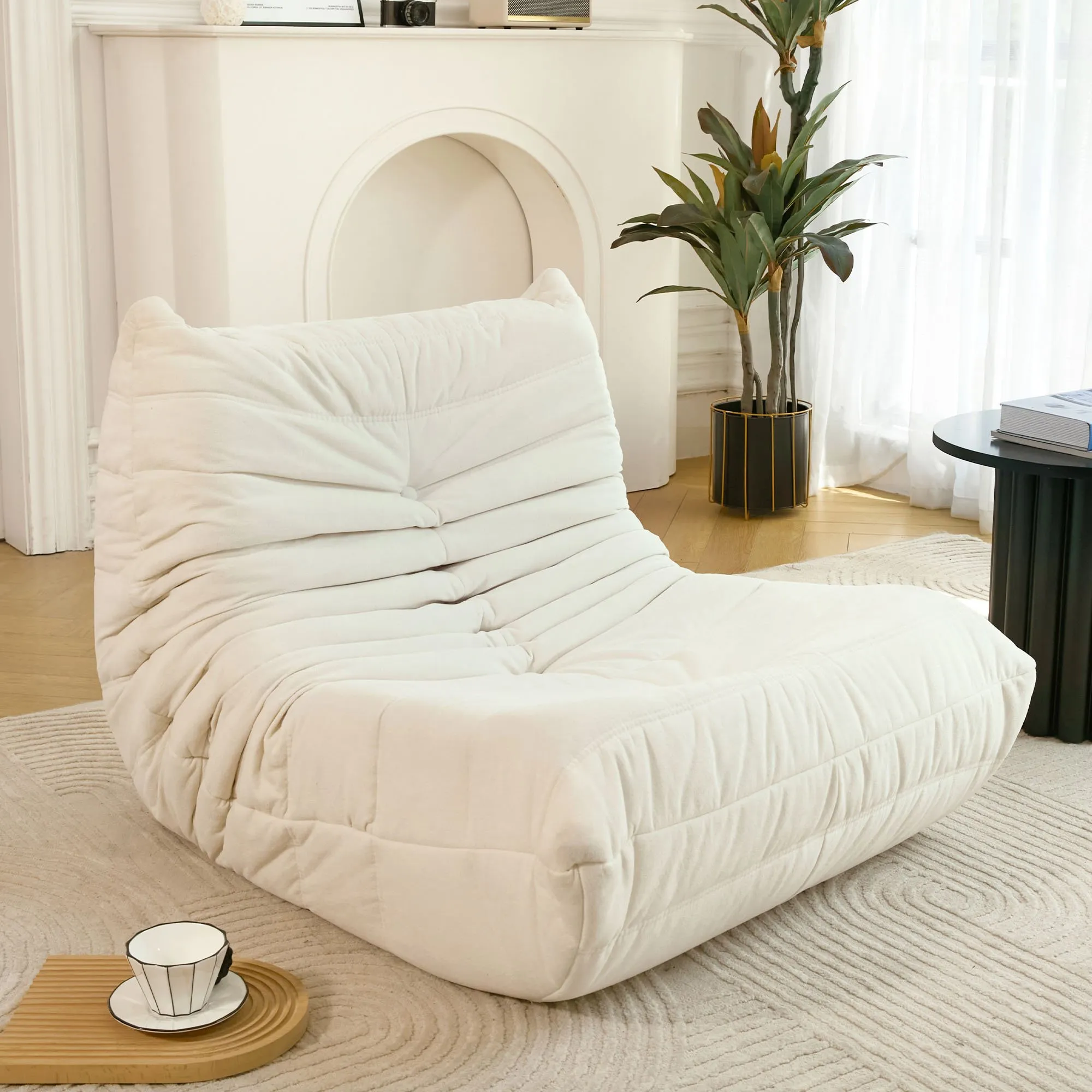 No-Assembly Bean Bag Chair for Adults, Big Polyester Blend