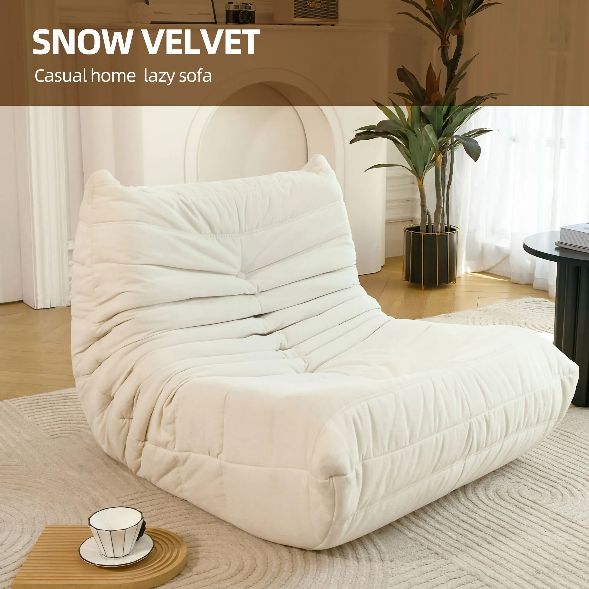 No-Assembly Bean Bag Chair for Adults, Big Polyester Blend