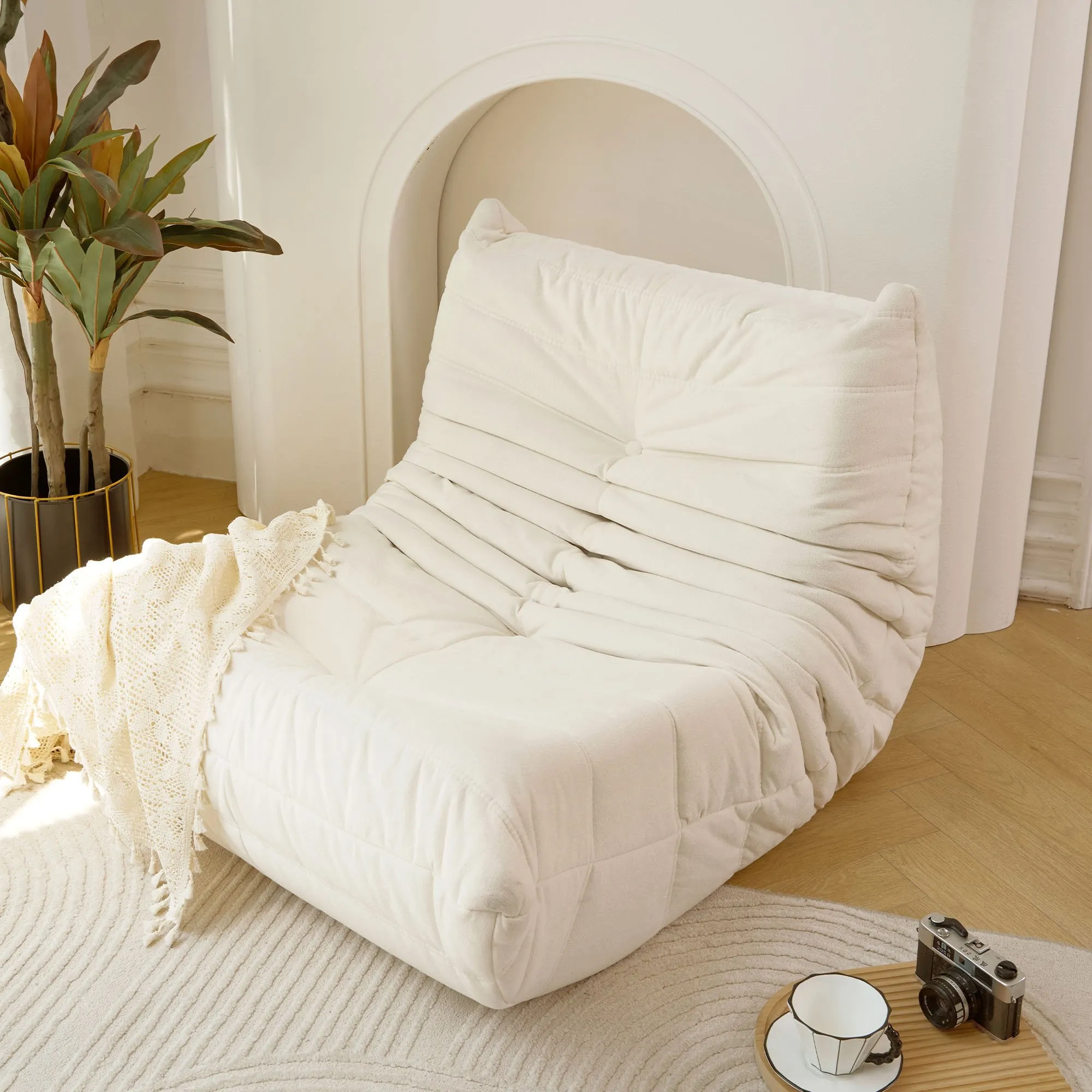 No-Assembly Bean Bag Chair for Adults, Big Polyester Blend
