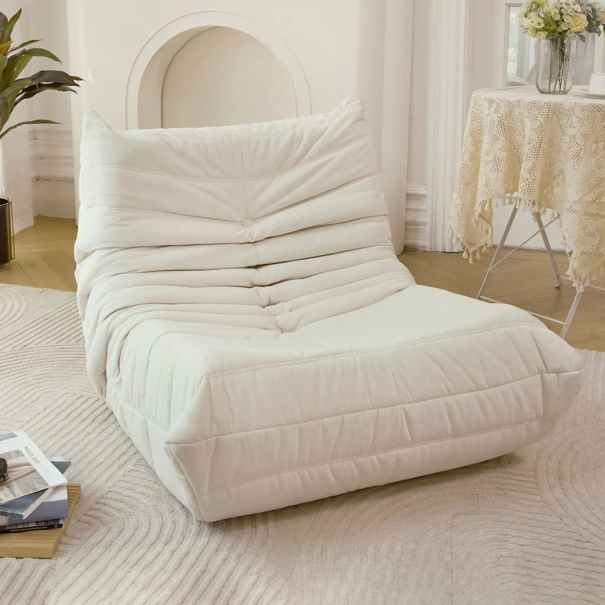 No-Assembly Bean Bag Chair for Adults, Big Polyester Blend