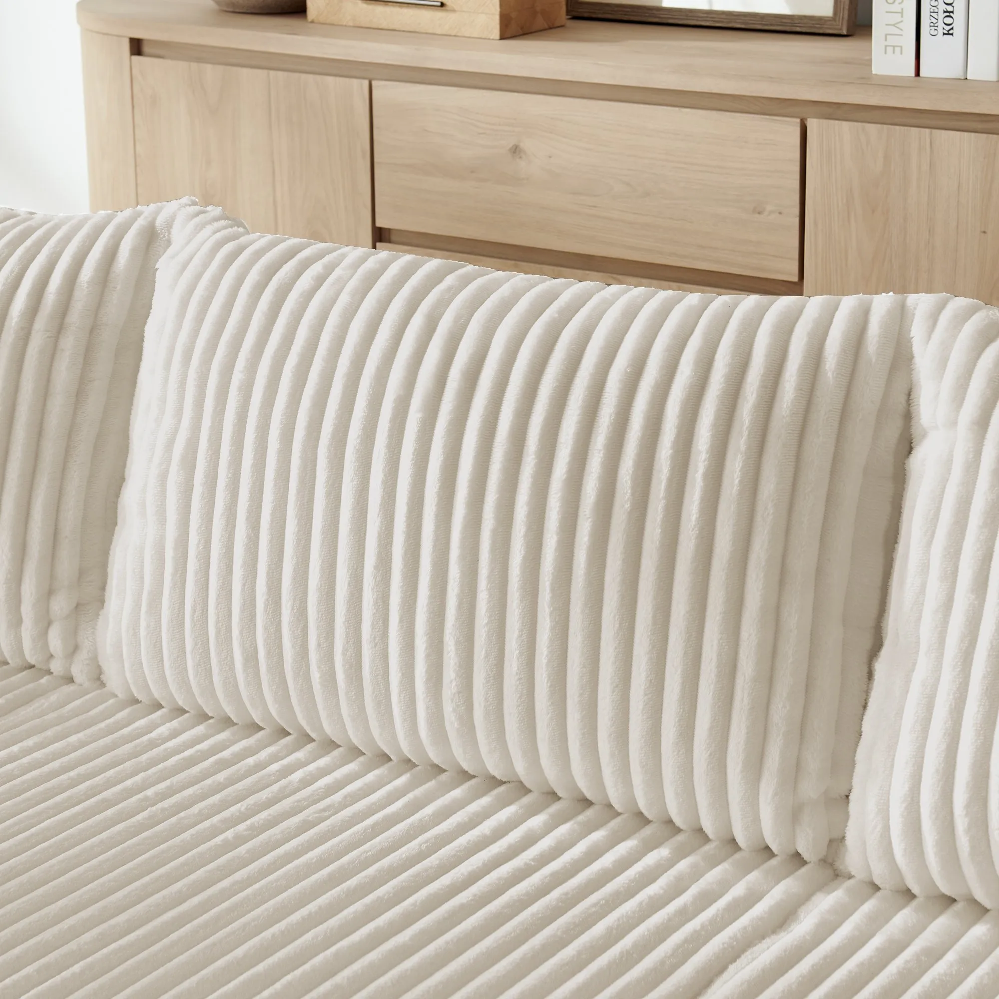 Compact Modular Corduroy Sectional Sofa, Compressed Modern