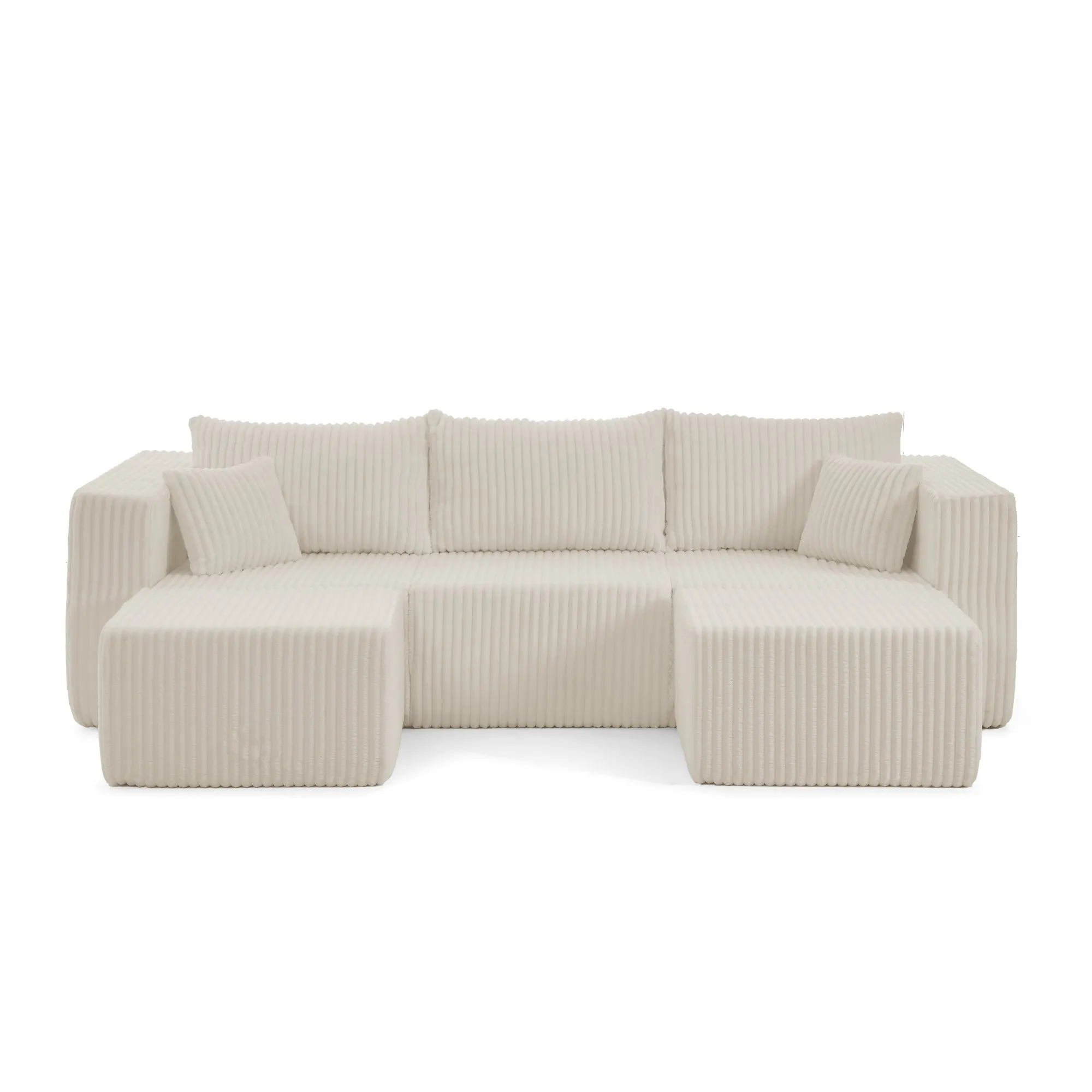 Compact Modular Corduroy Sectional Sofa, Compressed Modern