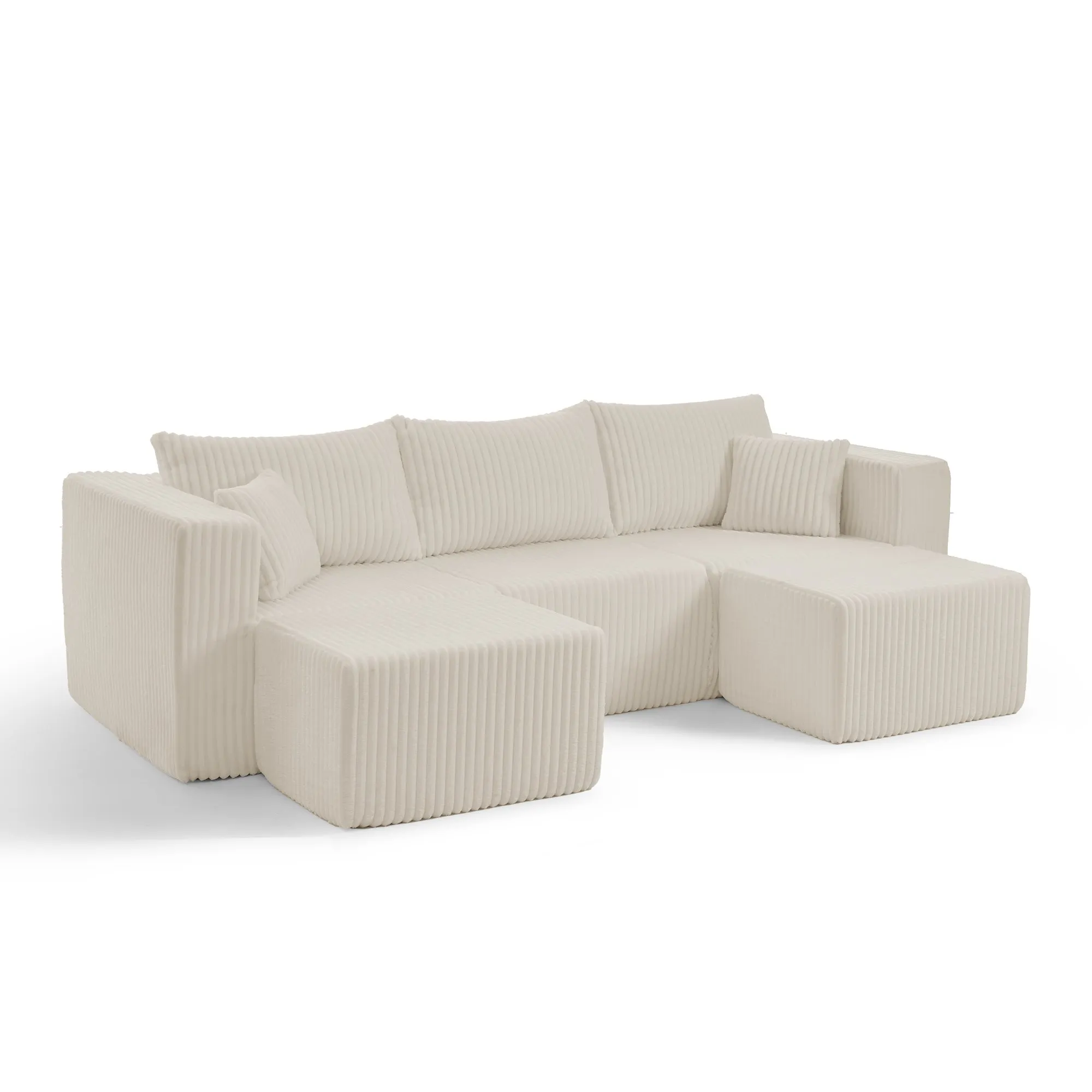 Compact Modular Corduroy Sectional Sofa, Compressed Modern