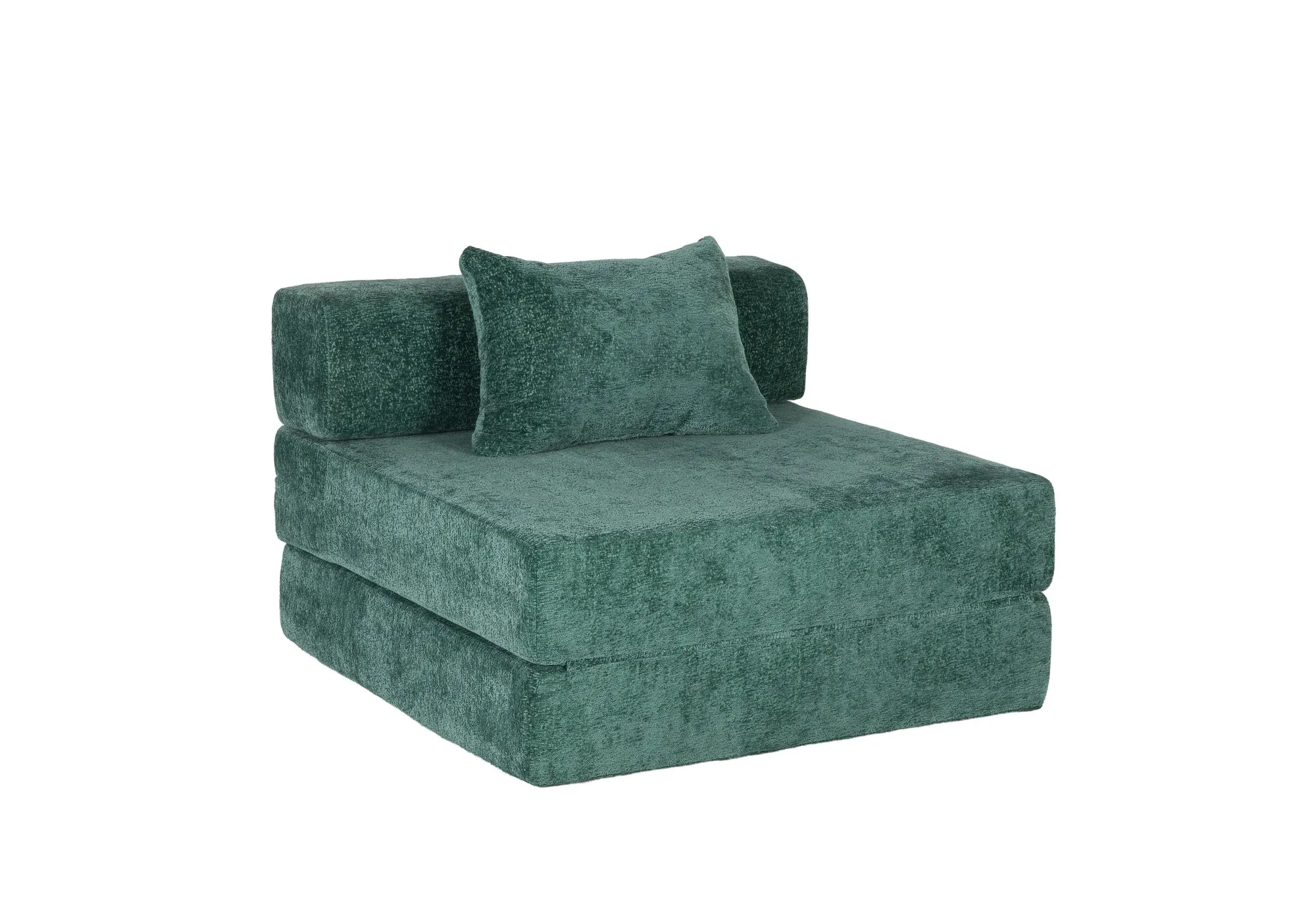 Chenille Compression Sofa Bed, Convertible Floor Sofa with Frame