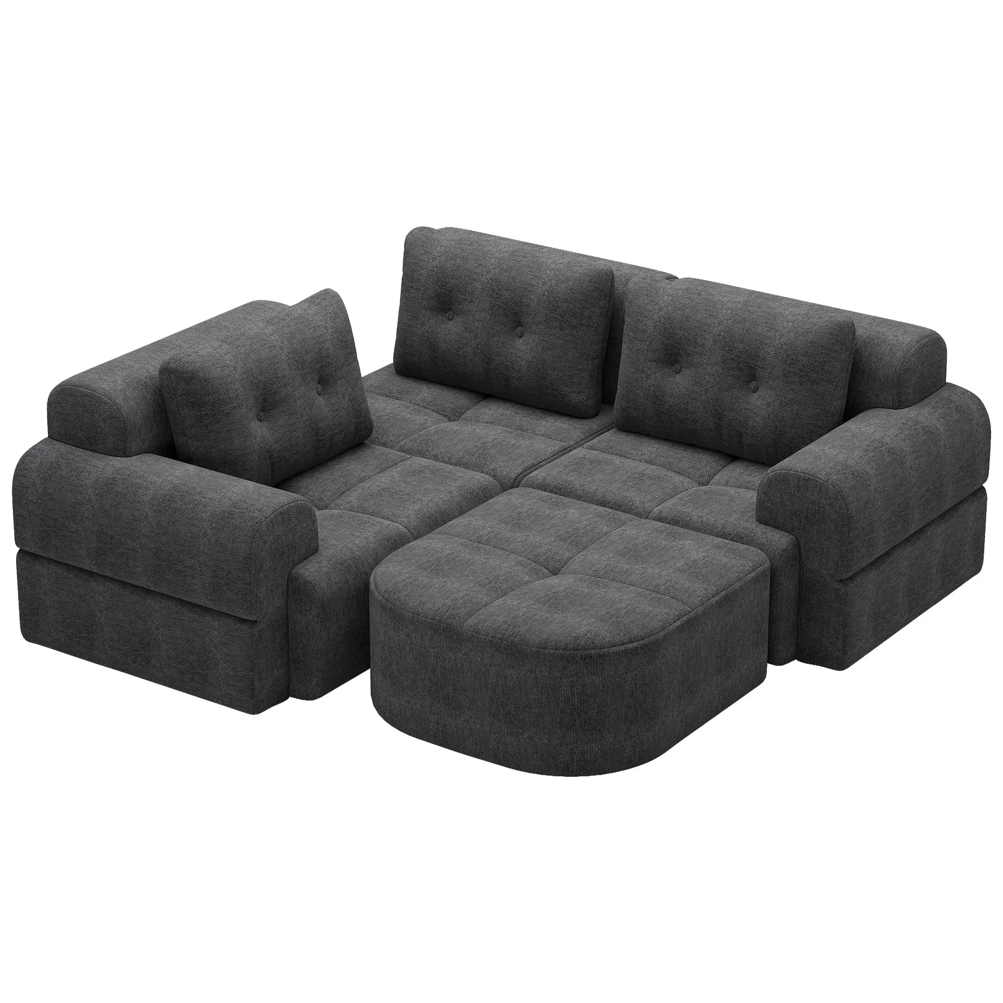 Modular Sectional Sofa with Chaise, Full-Foam Fabric Couch