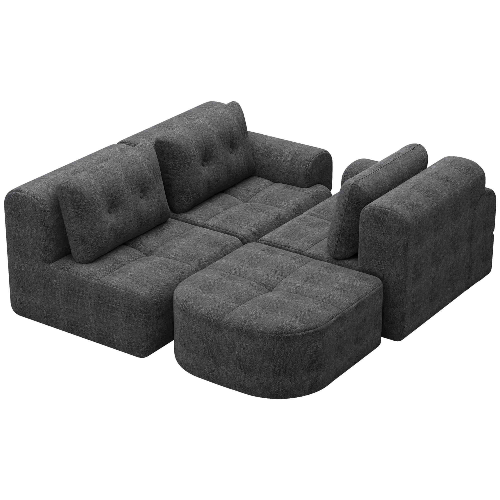 Modular Sectional Sofa with Chaise, Full-Foam Fabric Couch