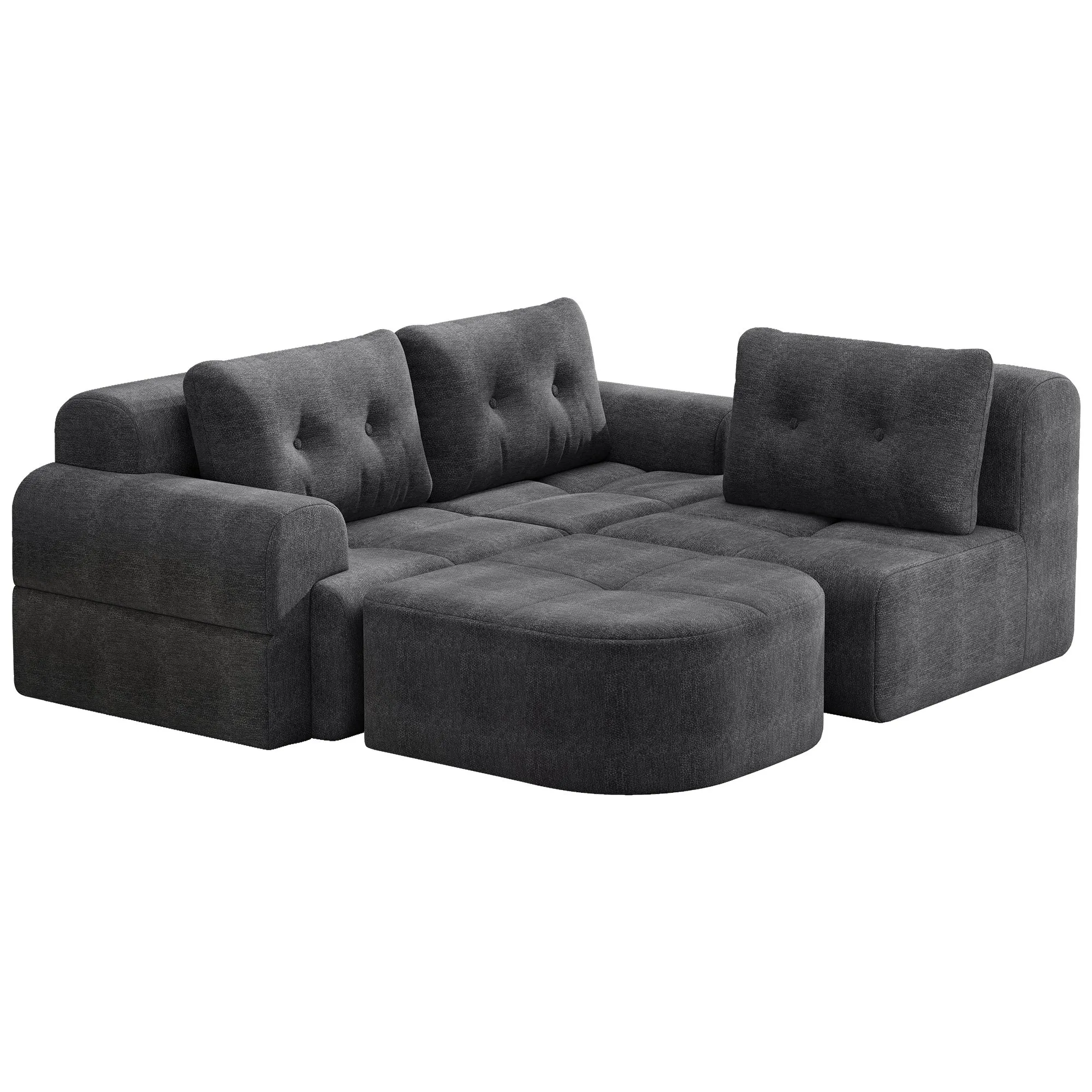 Modular Sectional Sofa with Chaise, Full-Foam Fabric Couch