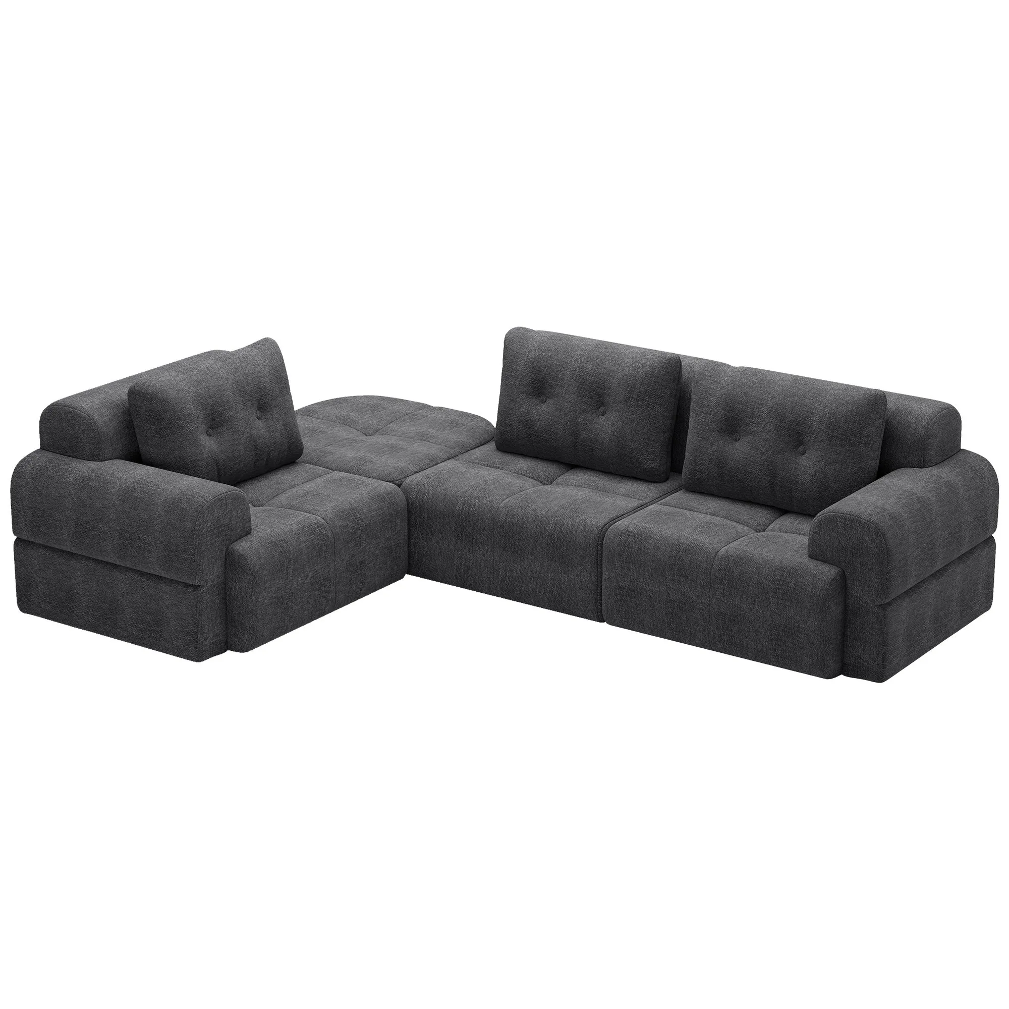 Modular Sectional Sofa with Chaise, Full-Foam Fabric Couch