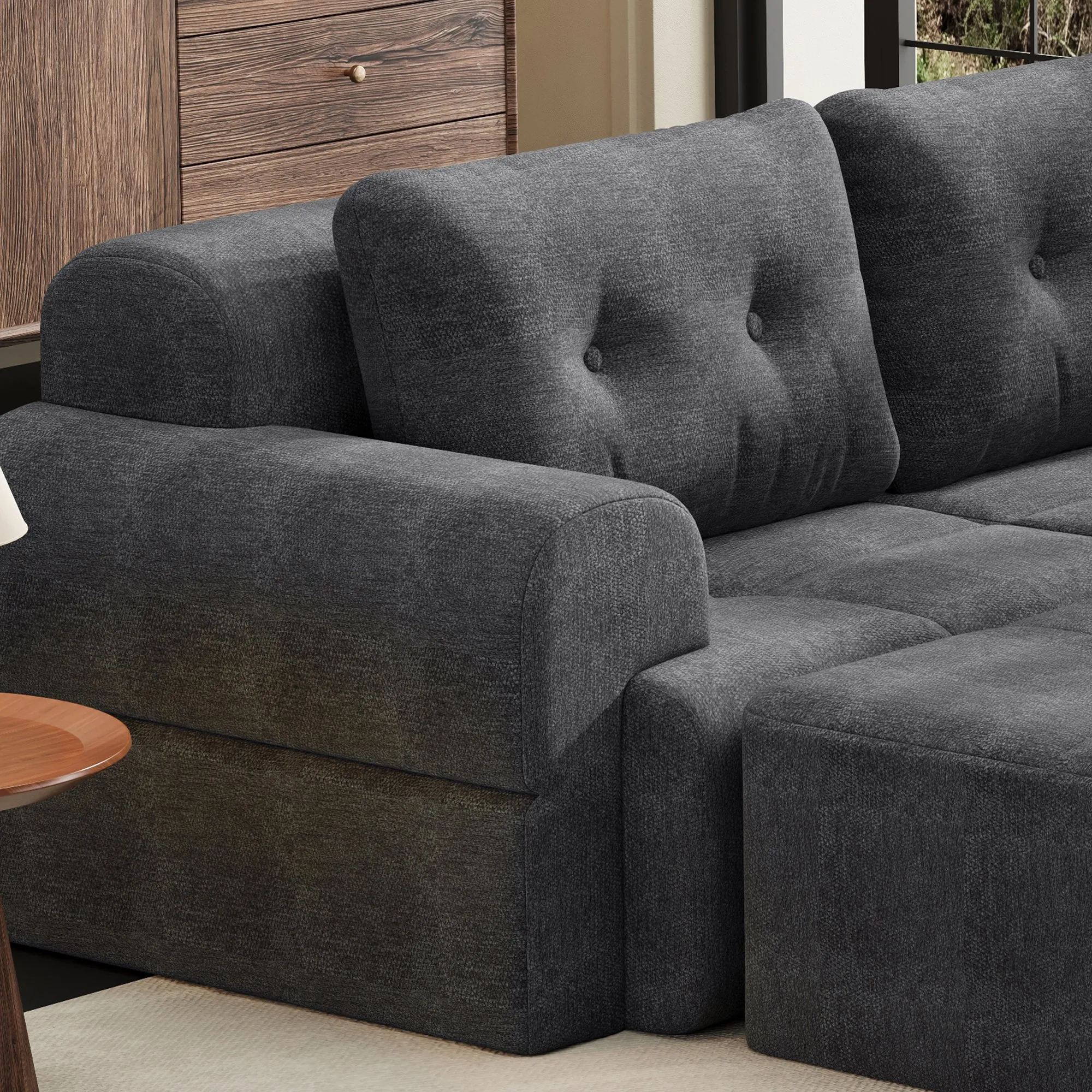 Modular Sectional Sofa with Chaise, Full-Foam Fabric Couch