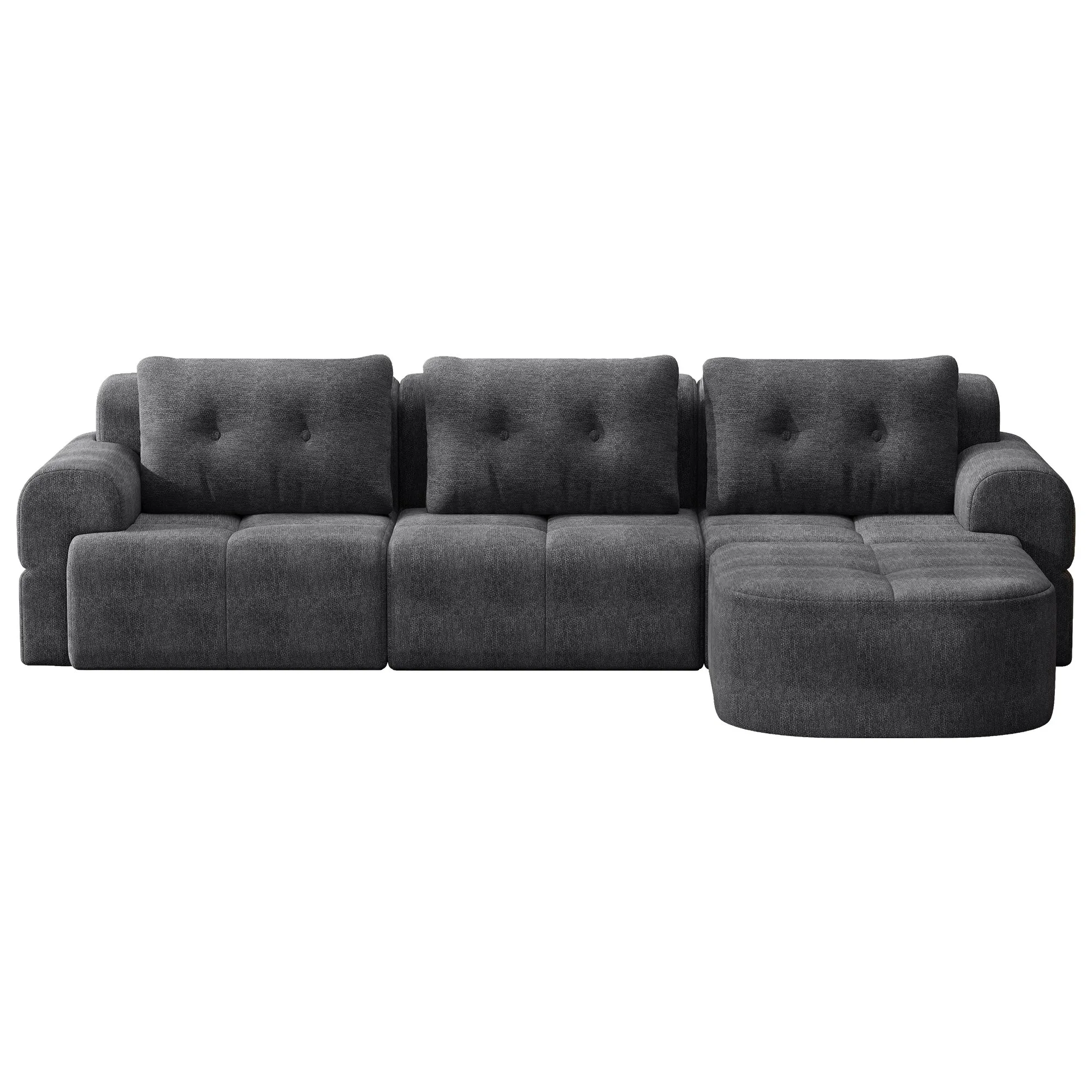 Modular Sectional Sofa with Chaise, Full-Foam Fabric Couch