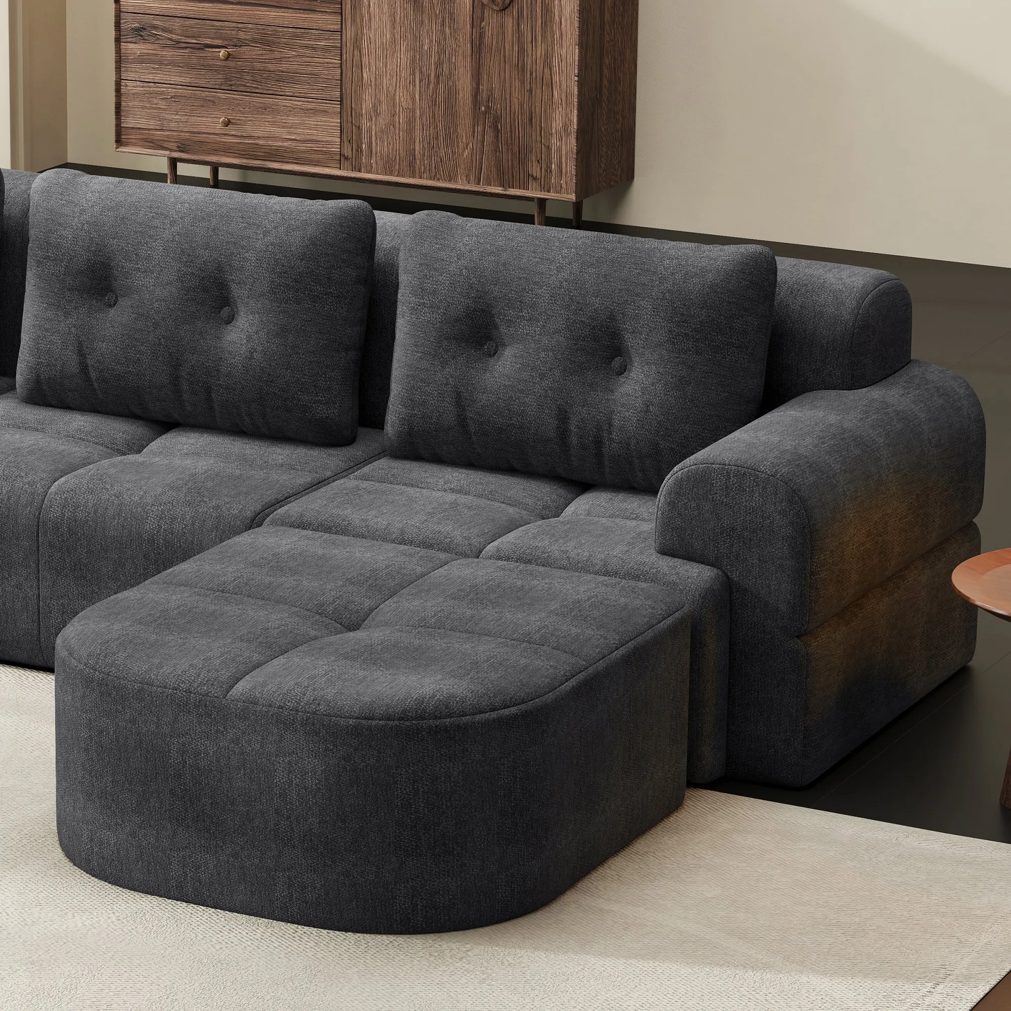 Modular Sectional Sofa with Chaise, Full-Foam Fabric Couch