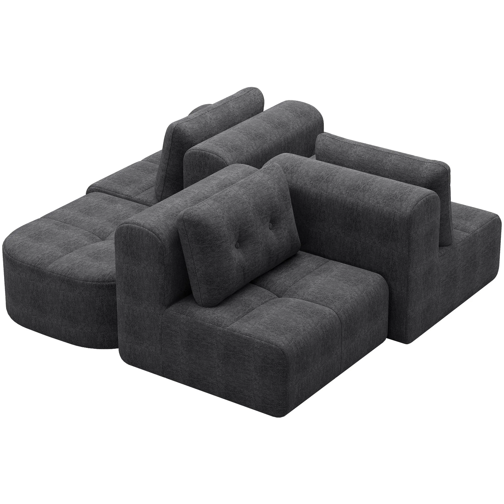 Modular Sectional Sofa with Chaise, Full-Foam Fabric Couch