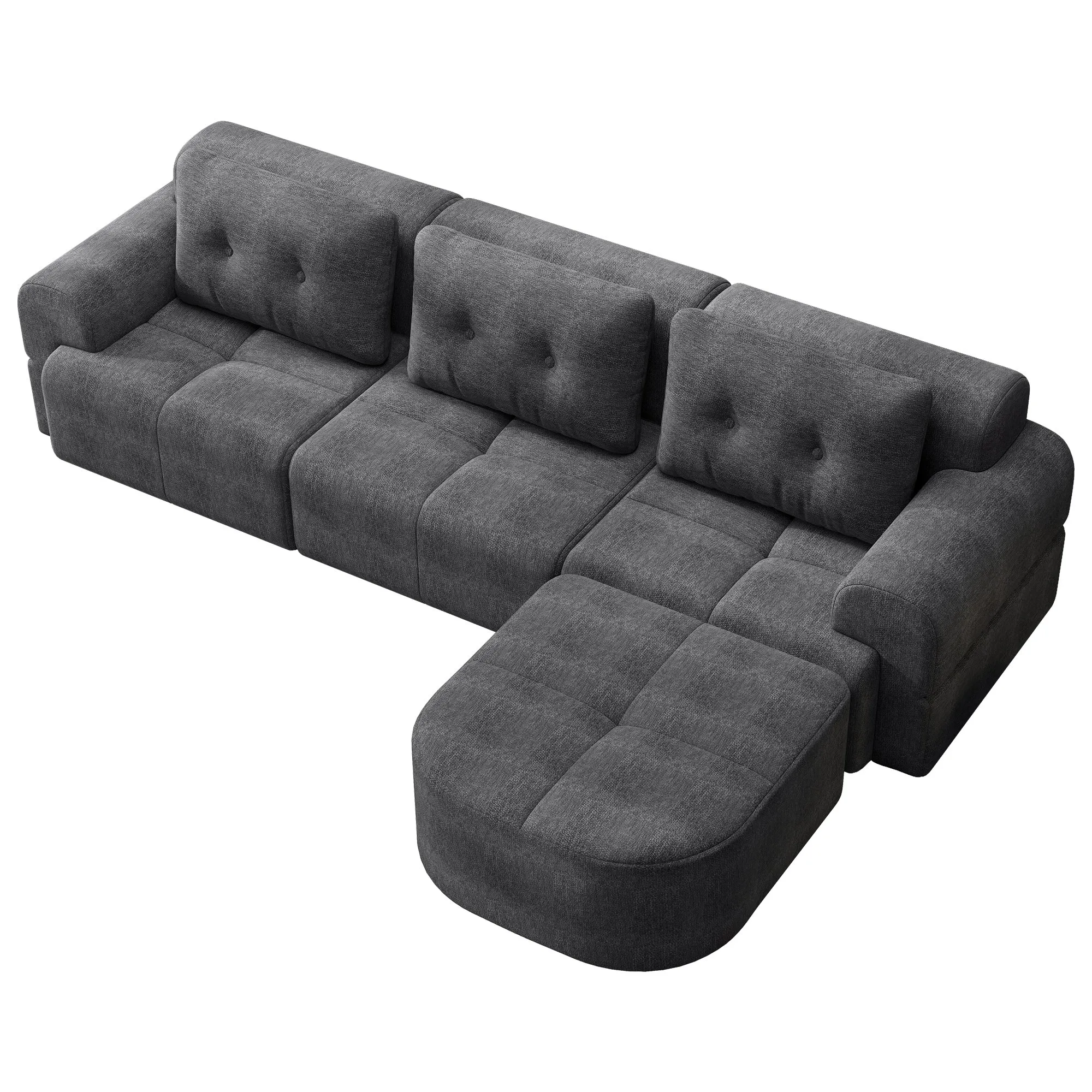 Modular Sectional Sofa with Chaise, Full-Foam Fabric Couch