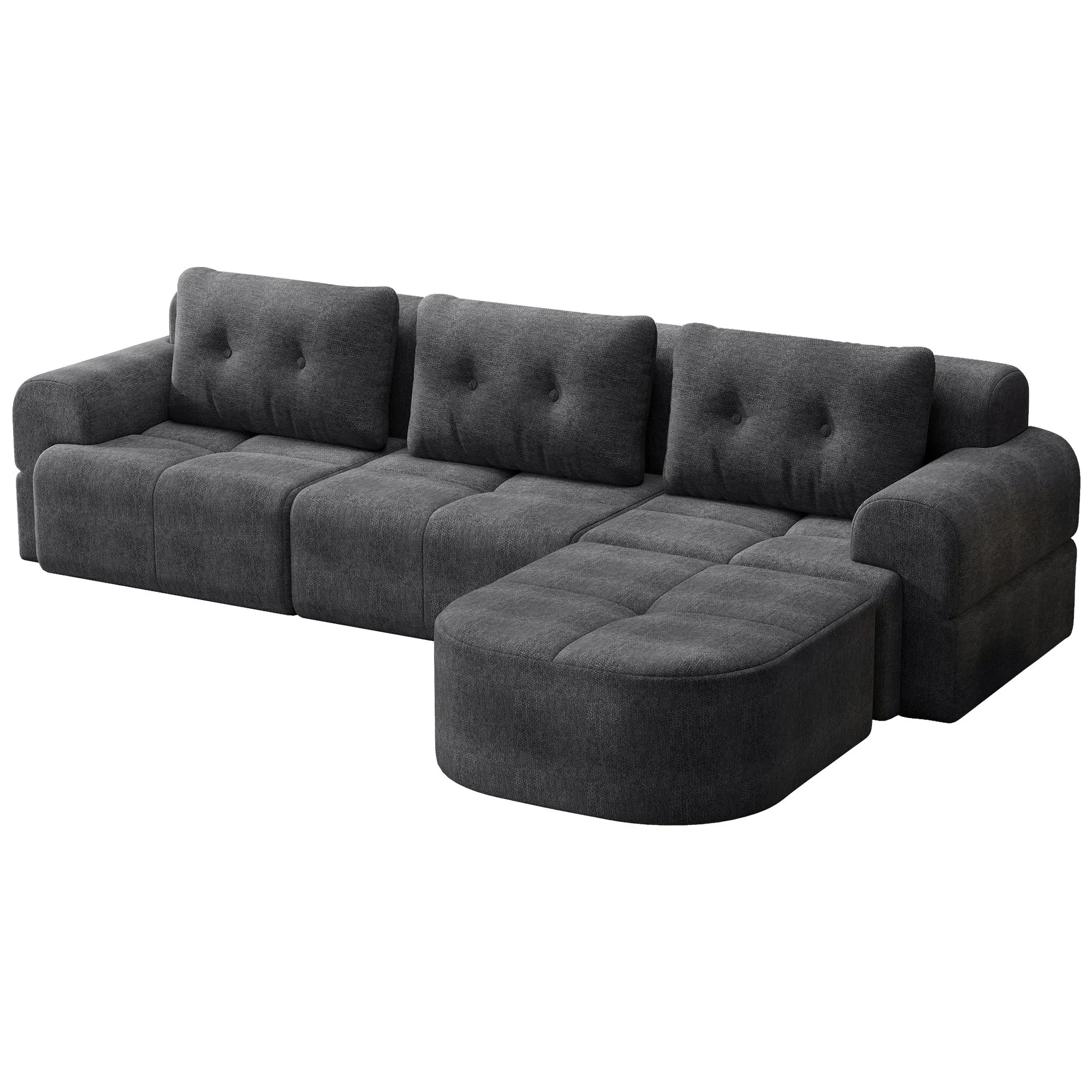 Modular Sectional Sofa with Chaise, Full-Foam Fabric Couch