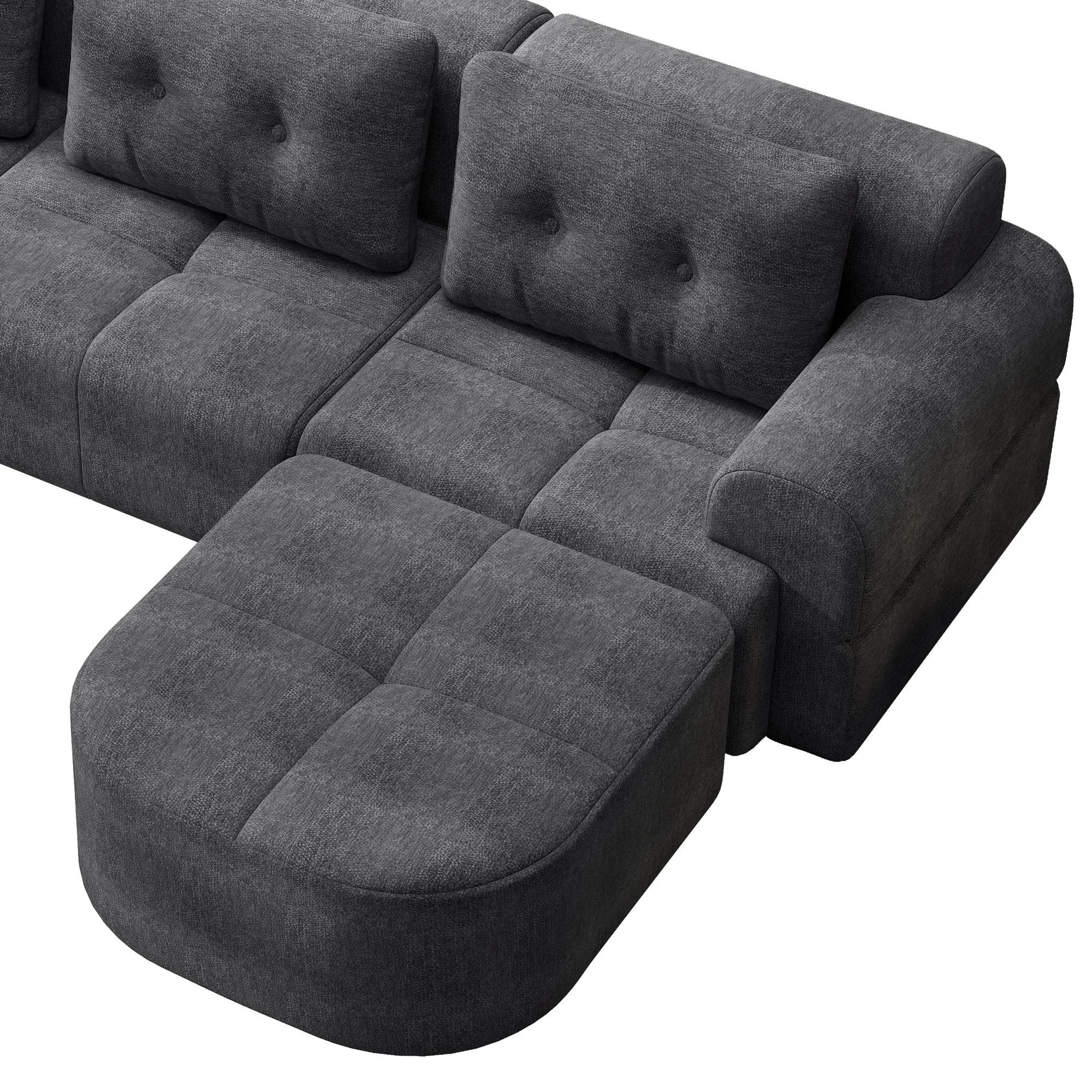 Modular Sectional Sofa with Chaise, Full-Foam Fabric Couch