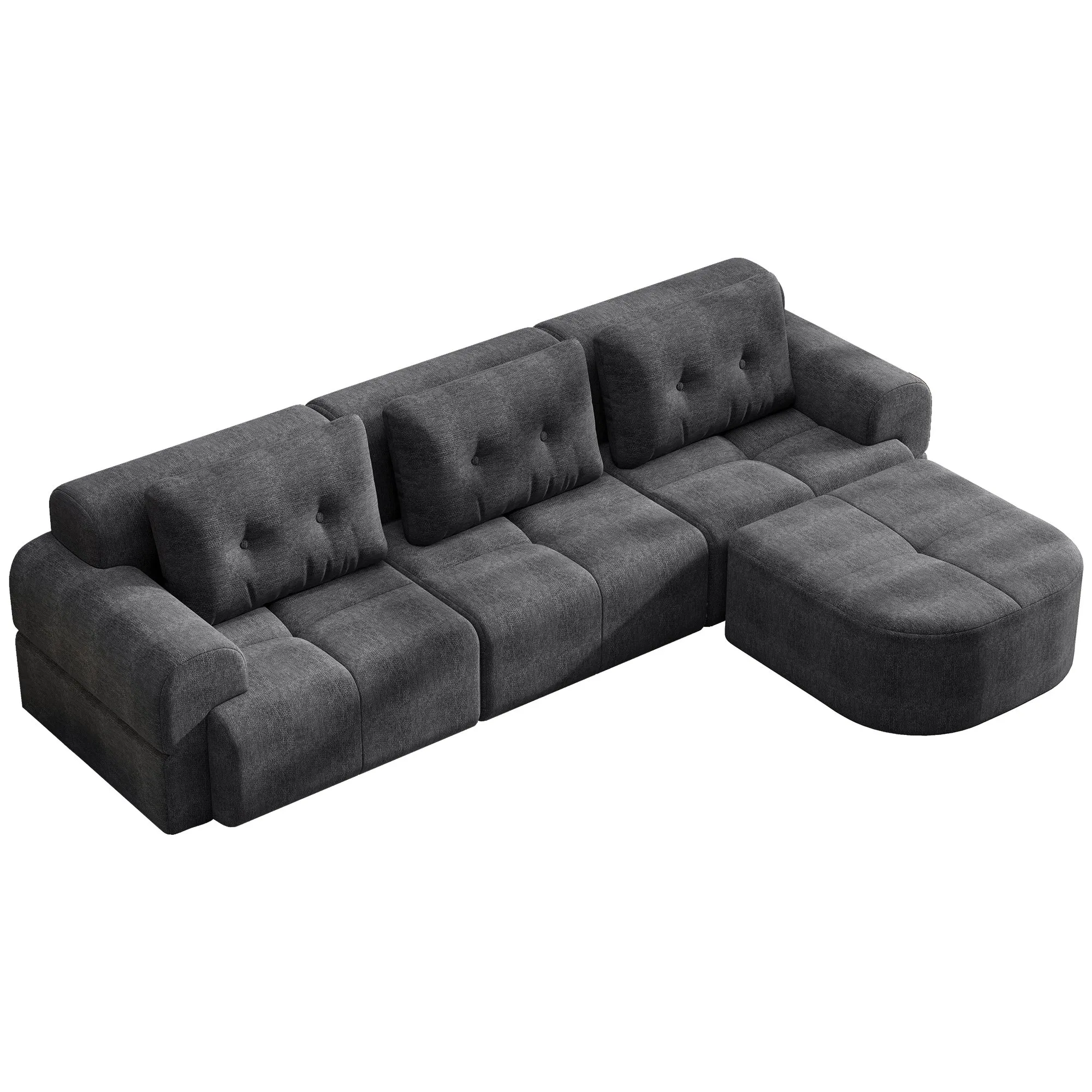 Modular Sectional Sofa with Chaise, Full-Foam Fabric Couch
