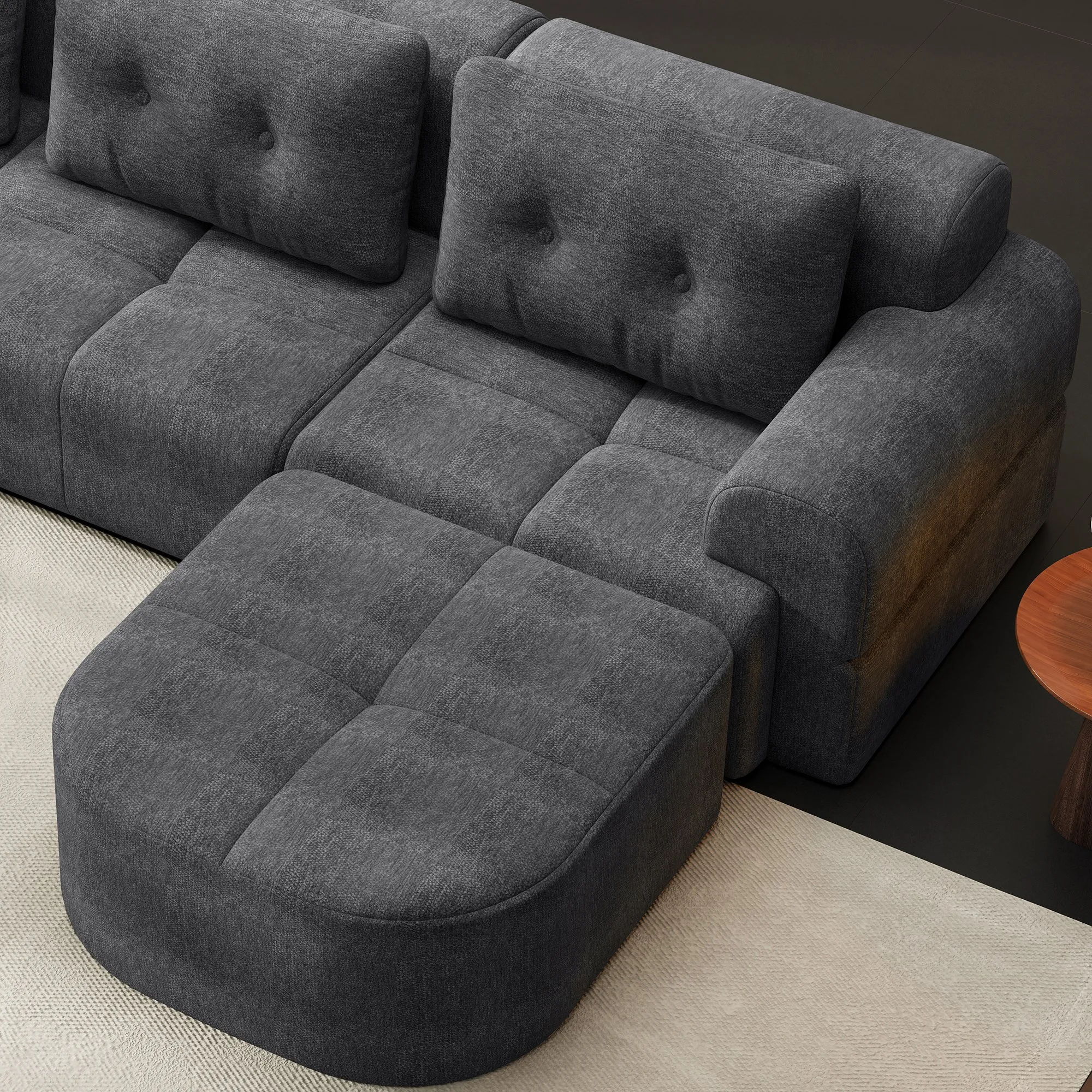 Modular Sectional Sofa with Chaise, Full-Foam Fabric Couch