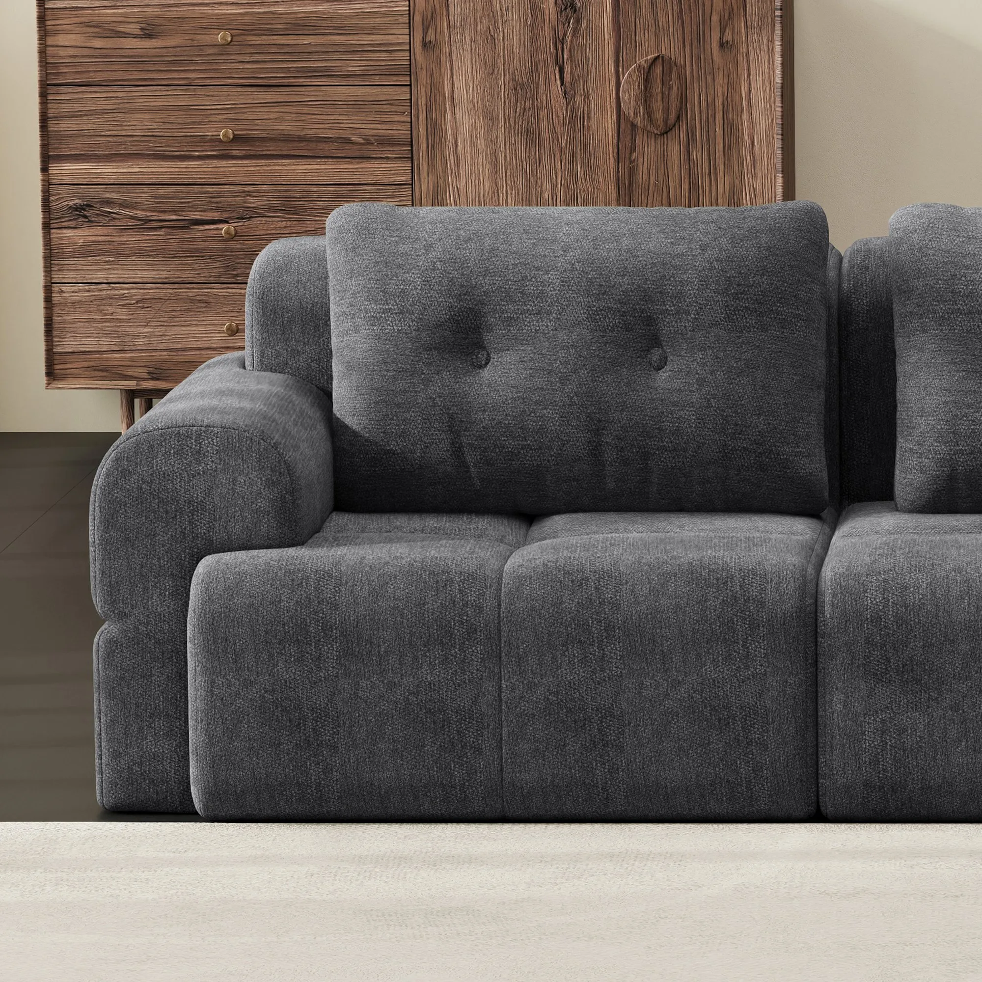 Modular Sectional Sofa with Chaise, Full-Foam Fabric Couch