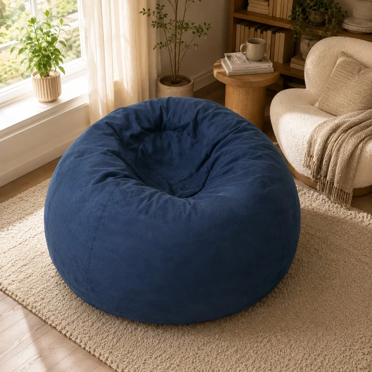 5-Foot Shredded Foam Bean Bag Chair, High-Density Microfiber
