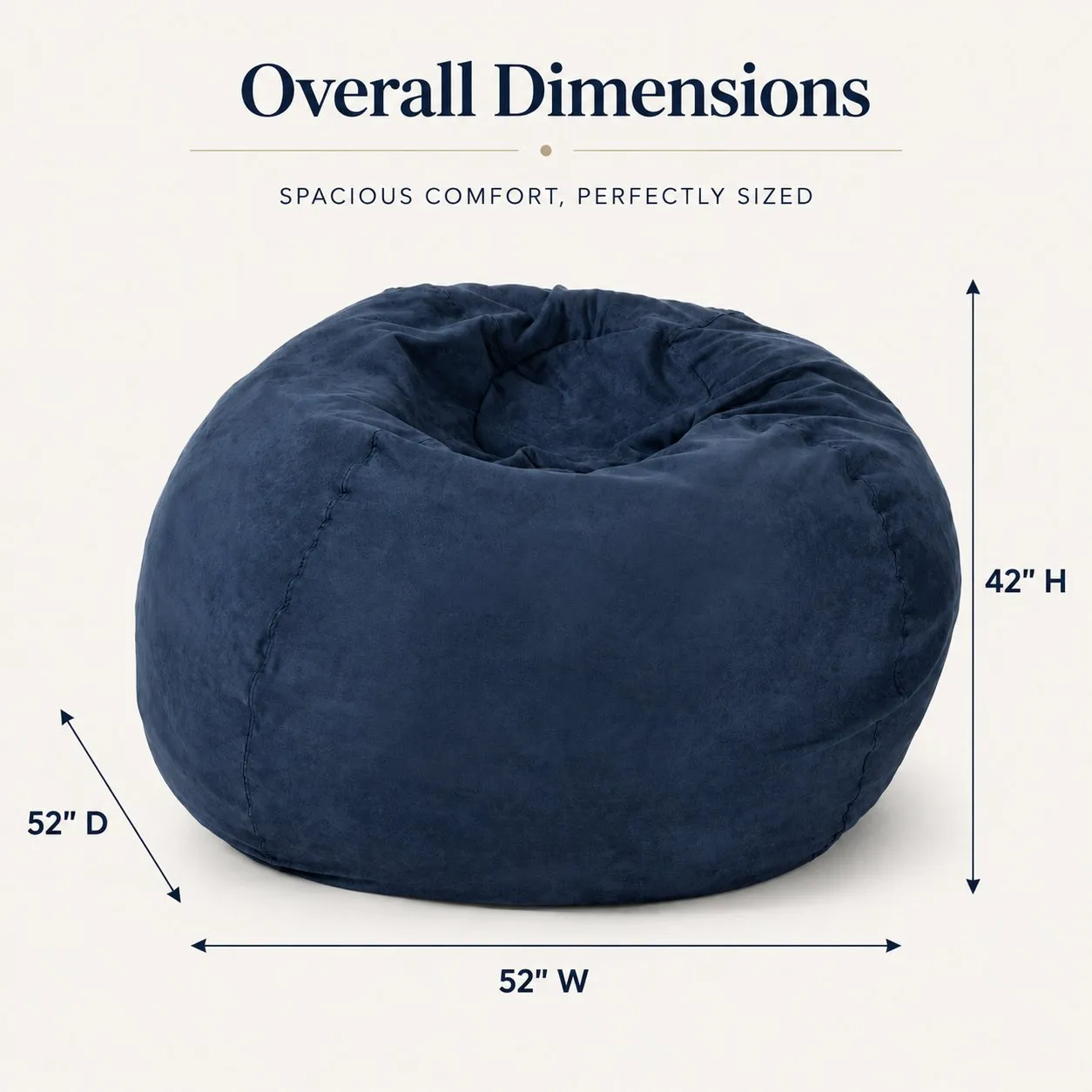 5-Foot Shredded Foam Bean Bag Chair, High-Density Microfiber