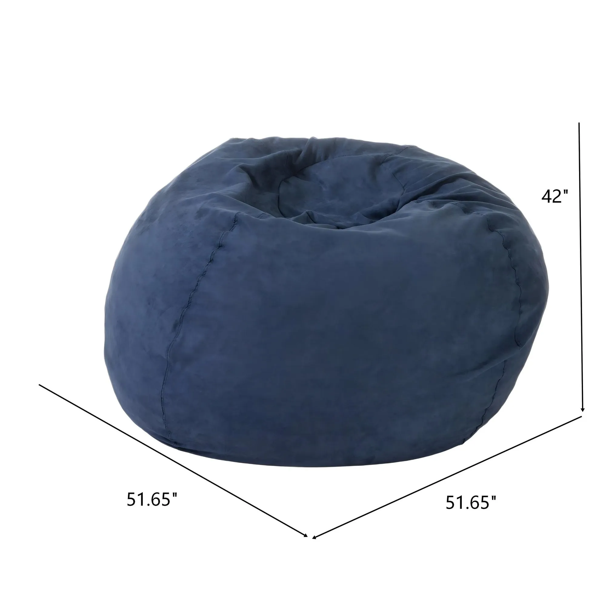 5-Foot Shredded Foam Bean Bag Chair, High-Density Microfiber