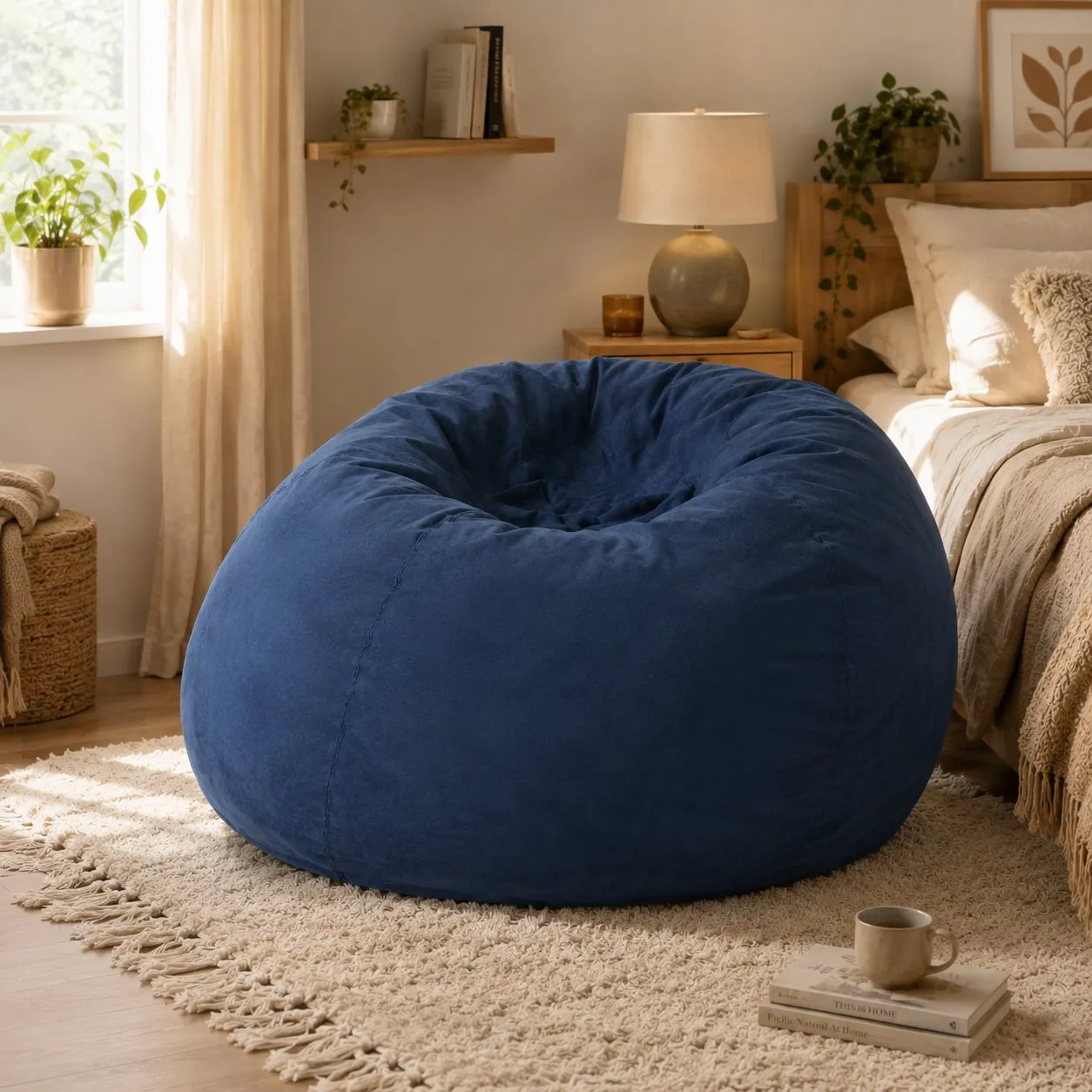 5-Foot Shredded Foam Bean Bag Chair, High-Density Microfiber