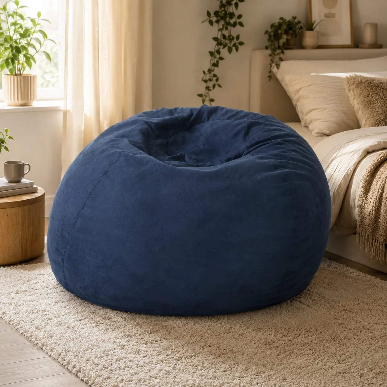 5-Foot Shredded Foam Bean Bag Chair, High-Density Microfiber