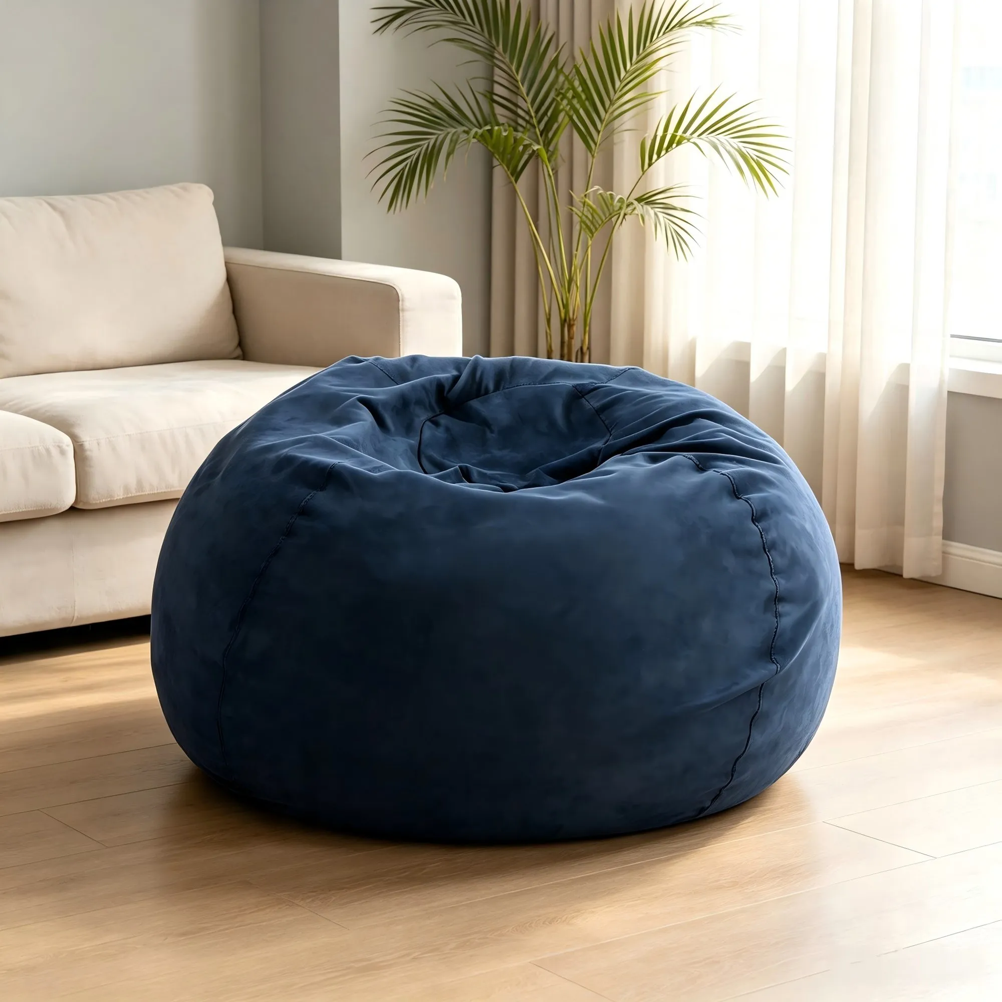 5-Foot Shredded Foam Bean Bag Chair, High-Density Microfiber