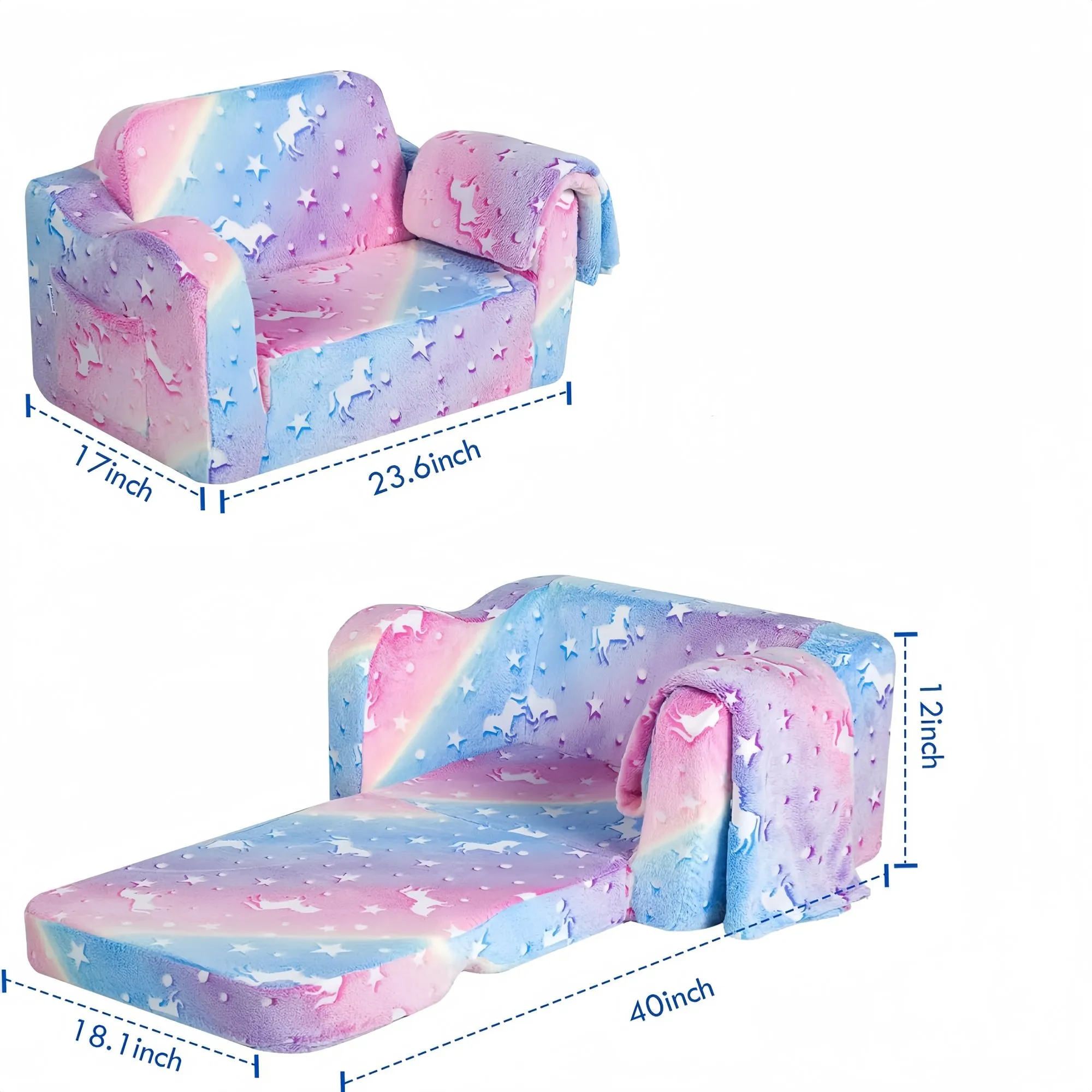 Compression Modular Kids Sofa, Convertible Sleeper Chair