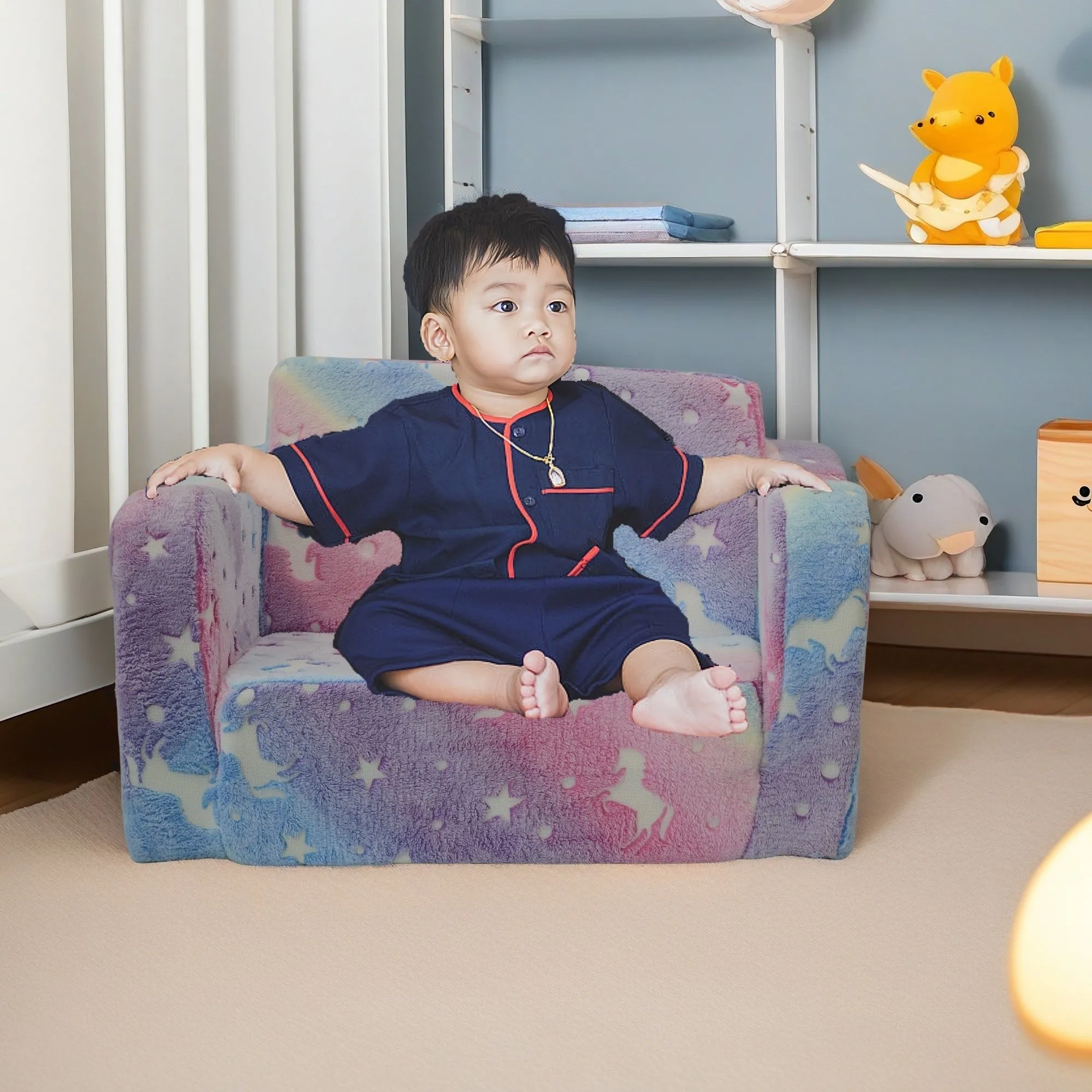 Compression Modular Kids Sofa, Convertible Sleeper Chair