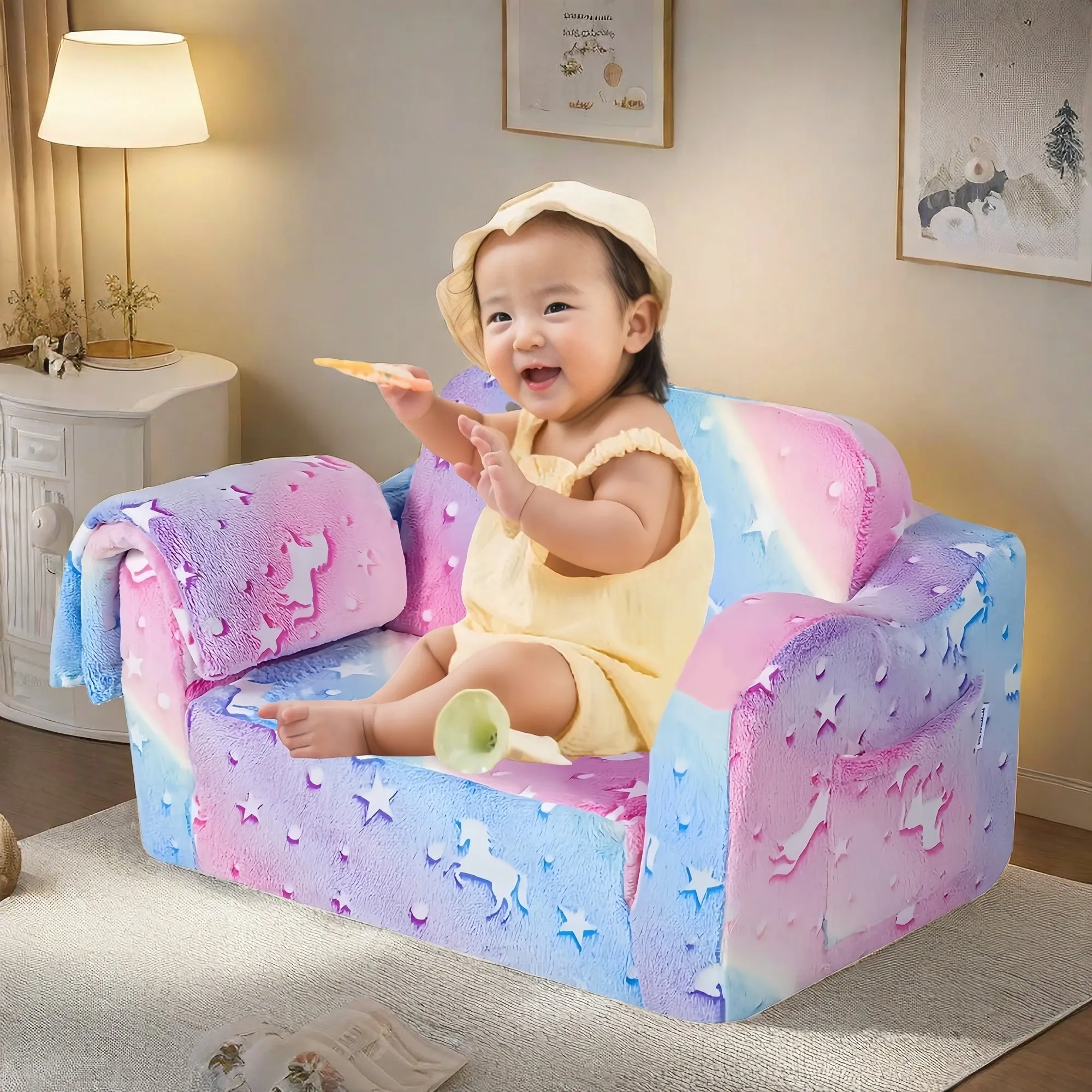 Compression Modular Kids Sofa, Convertible Sleeper Chair