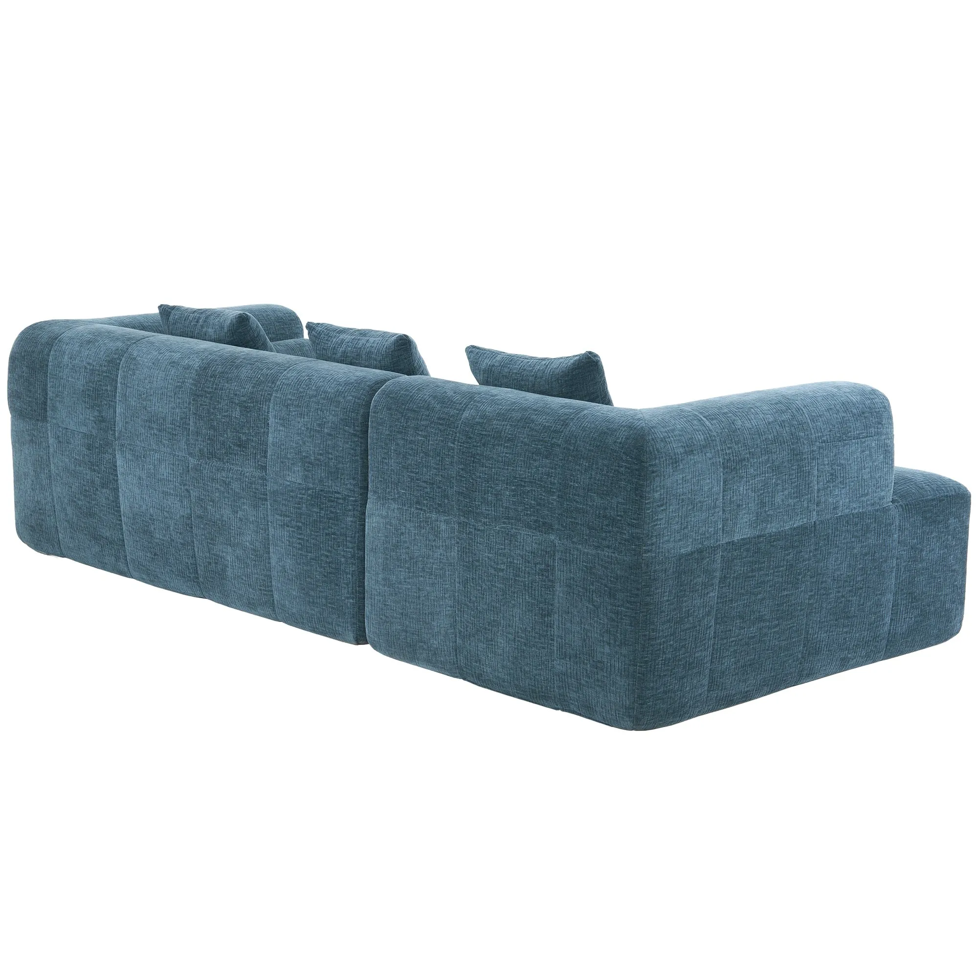 101.2"  Sectional Sofa Full-Compressed Sofa Modular Sofa Couch Free-combined Sofa with Deep Seating  and Two Side Pockets for Living Room, Blue
