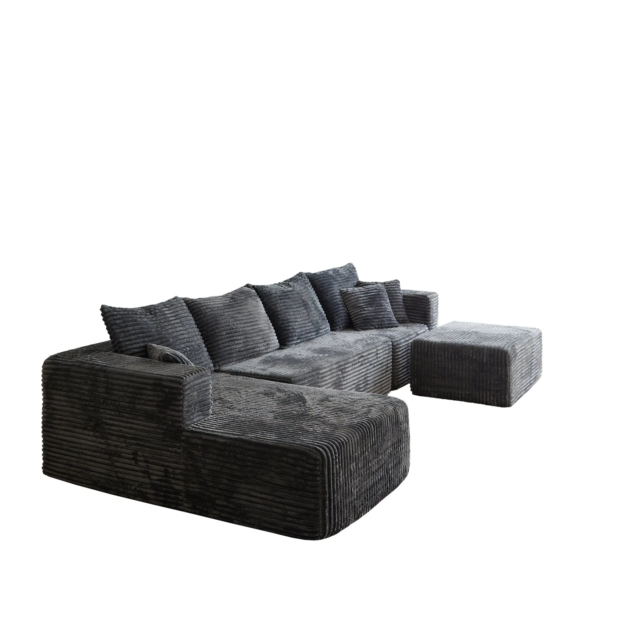133.86-Inch Cloud Modular Sectional Sofa with Ottoman, Upholstered