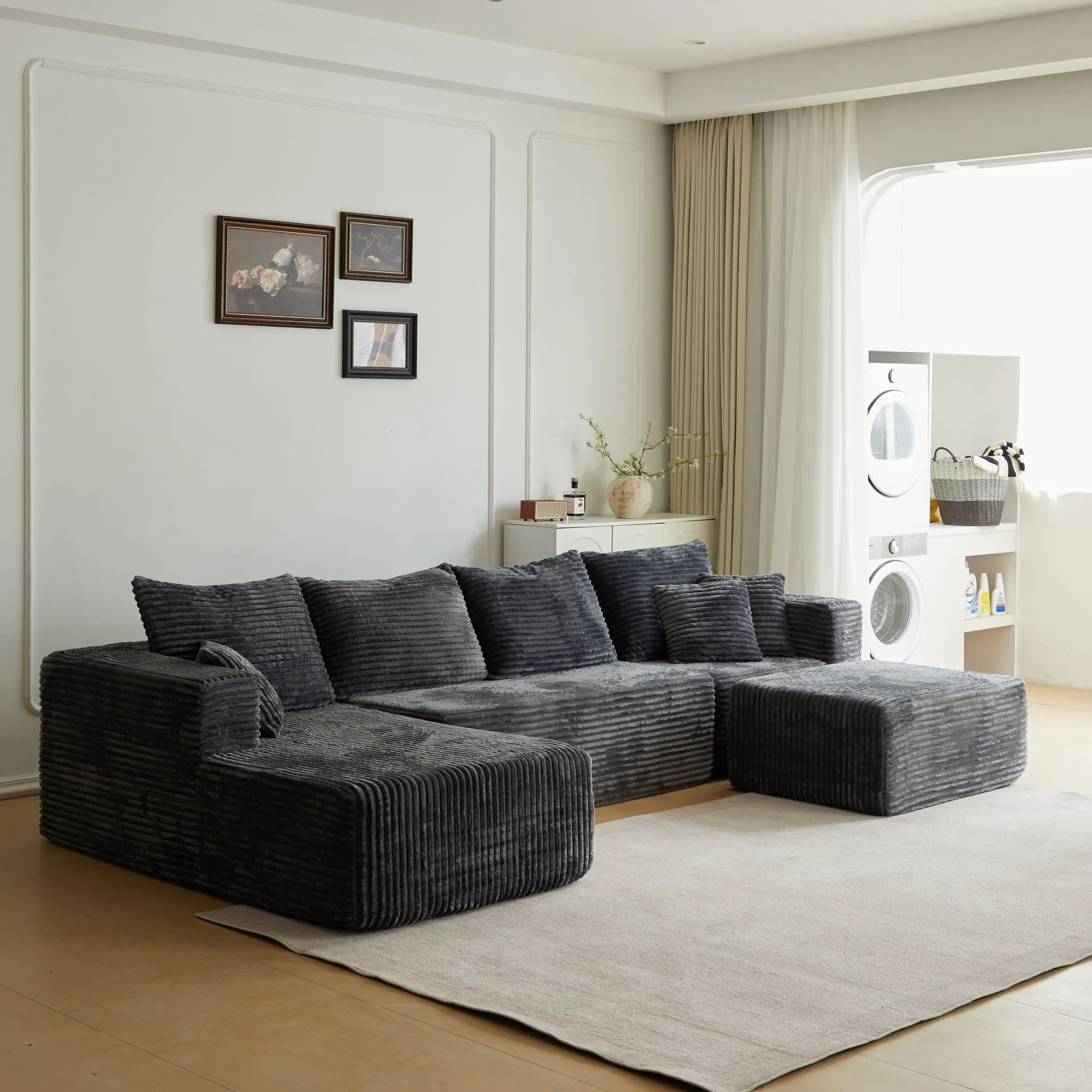133.86-Inch Cloud Modular Sectional Sofa with Ottoman, Upholstered