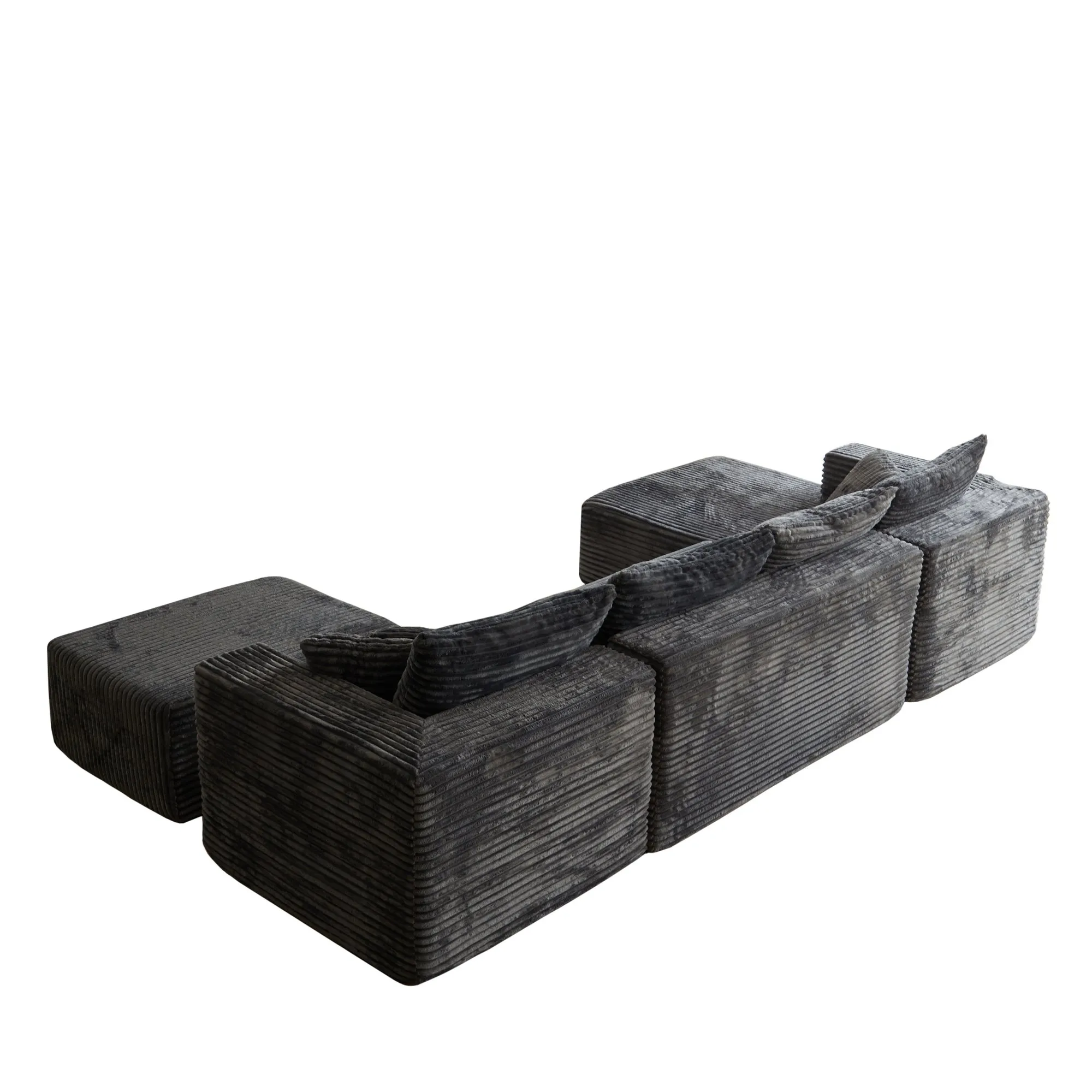 133.86-Inch Cloud Modular Sectional Sofa with Ottoman, Upholstered