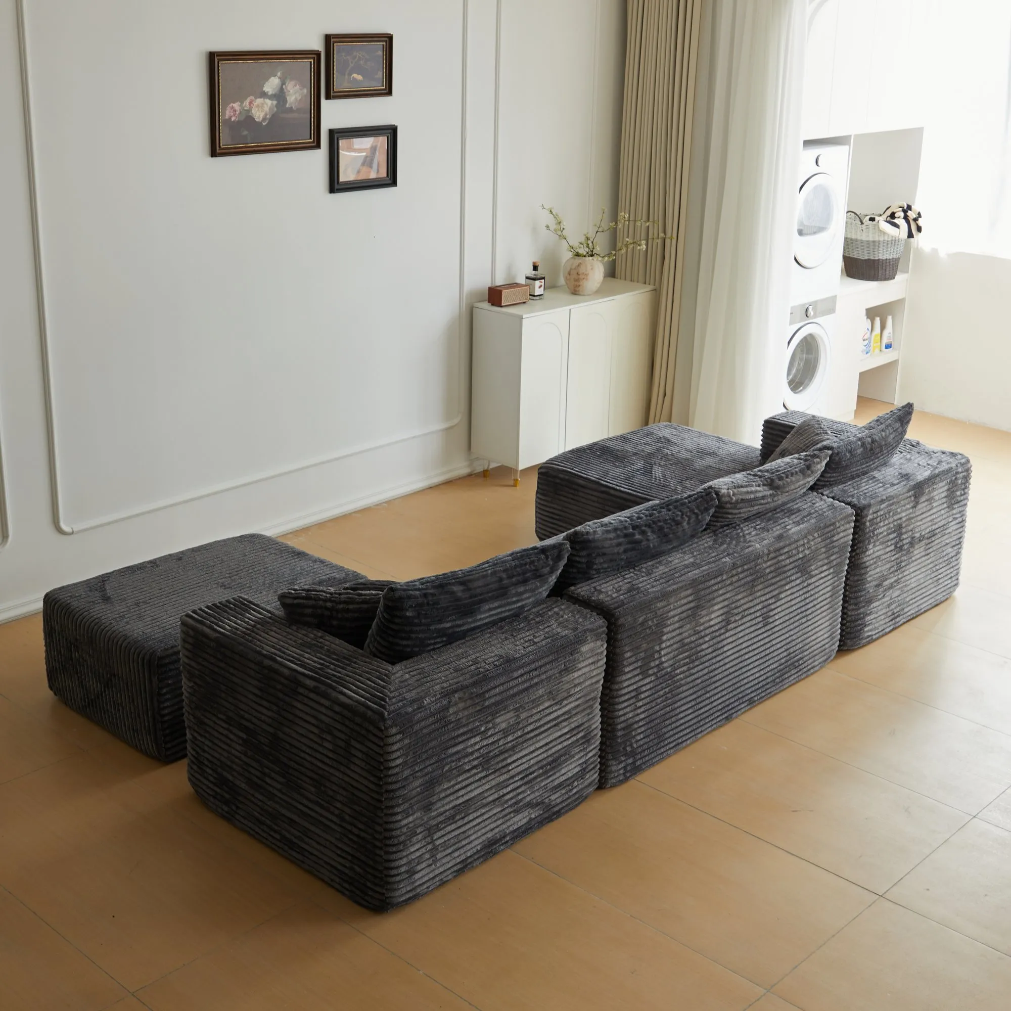 133.86-Inch Cloud Modular Sectional Sofa with Ottoman, Upholstered