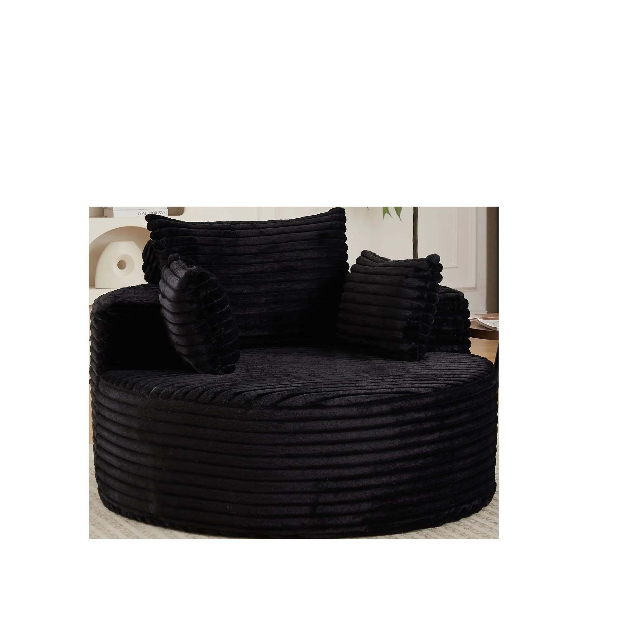 50-Inch Corduroy Single Sofa, No-Assembly Fluffy Floor Seat