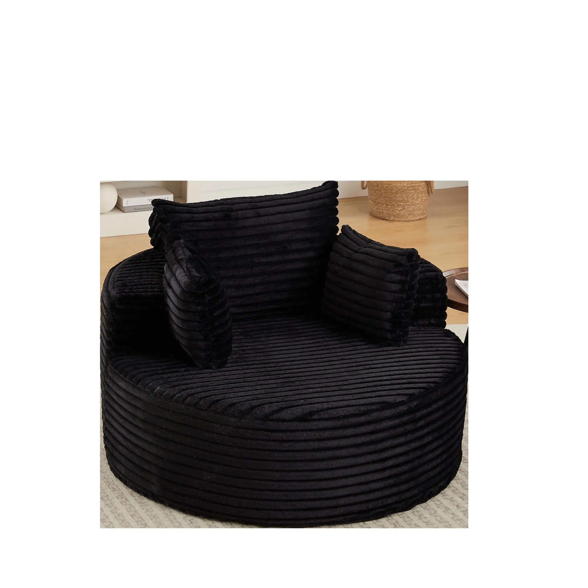 50-Inch Corduroy Single Sofa, No-Assembly Fluffy Floor Seat