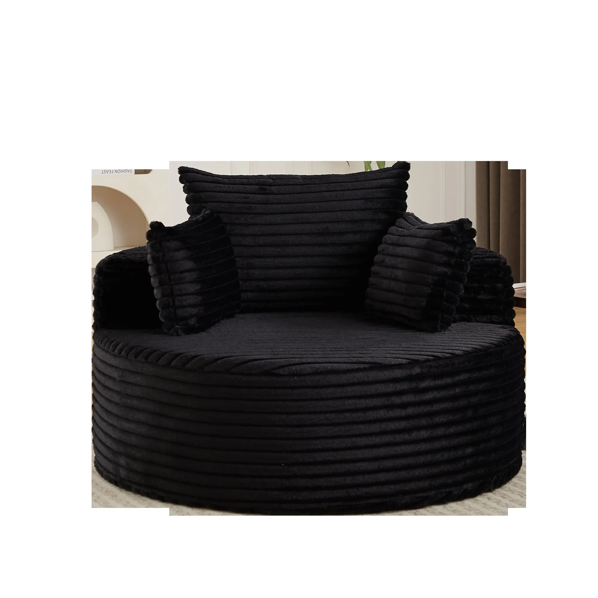 50-Inch Corduroy Single Sofa, No-Assembly Fluffy Floor Seat